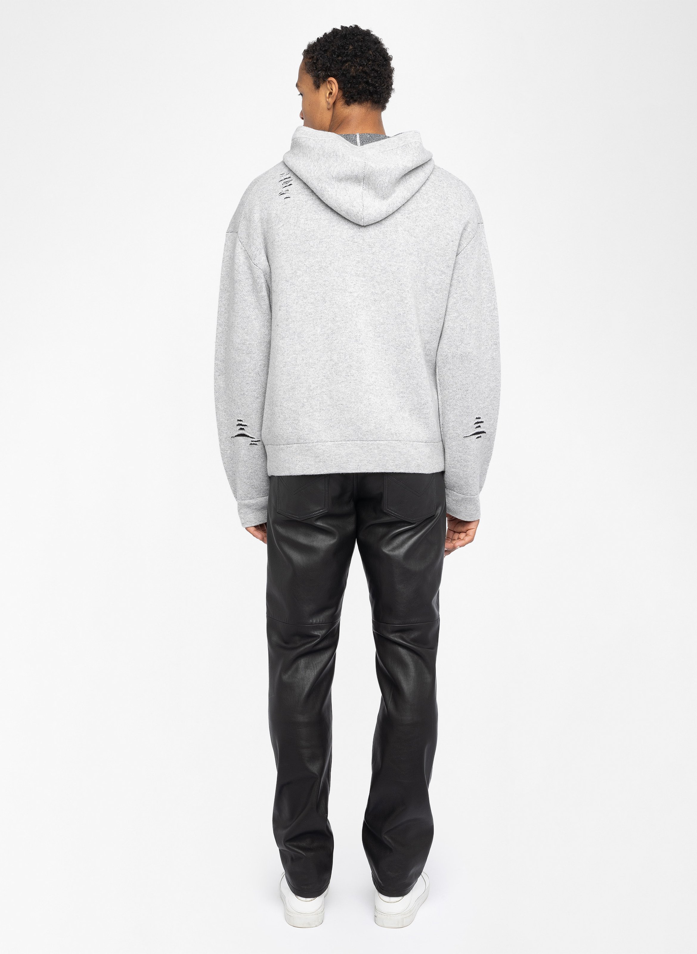 Gerader Hoodie aus Wolle und Kaschmir mit Stickerei ZADIG&VOLTAIRE Grau