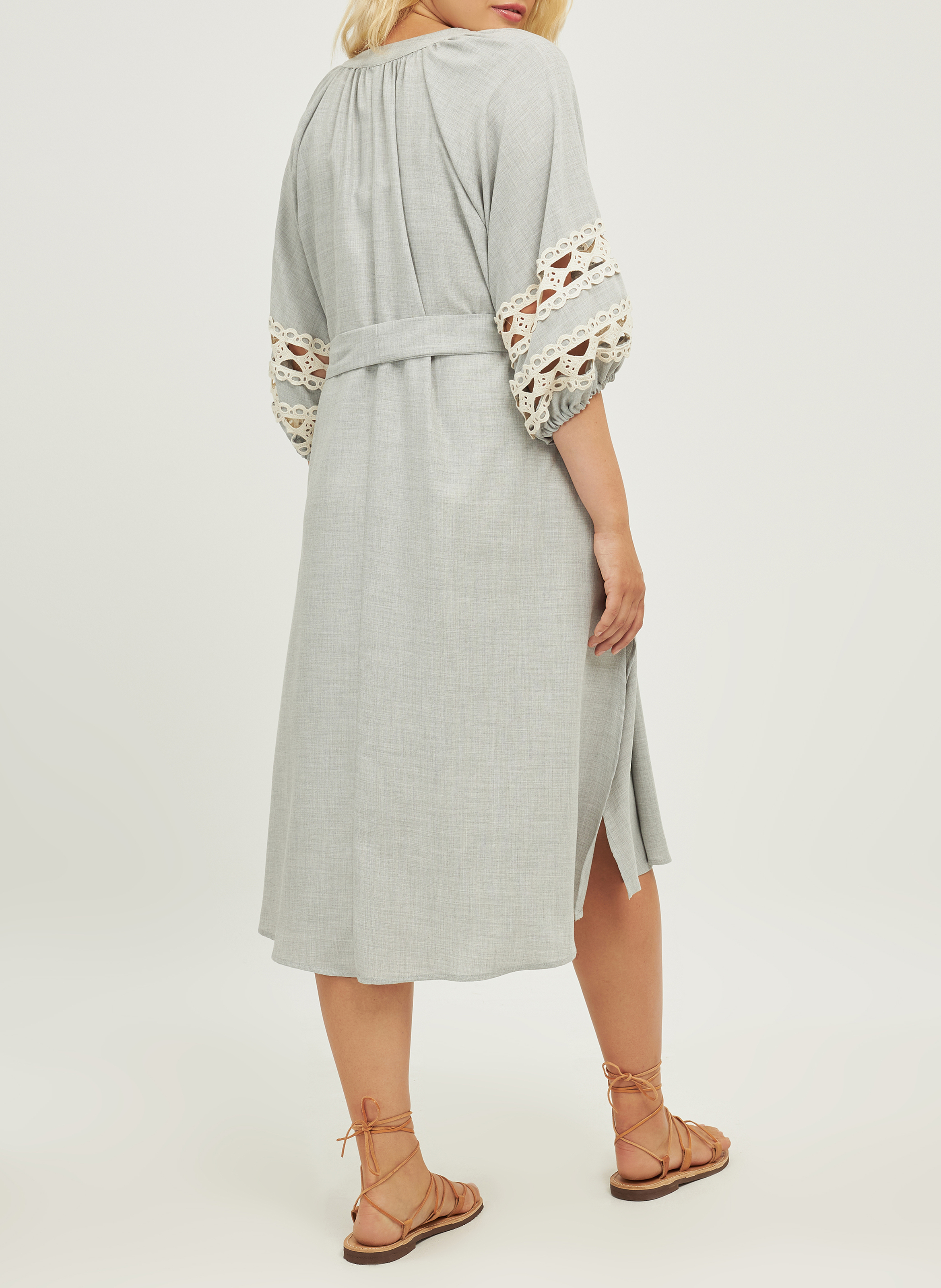 Robe midi galons de dentelle en viscose mélangée  MAT FASHION Gris