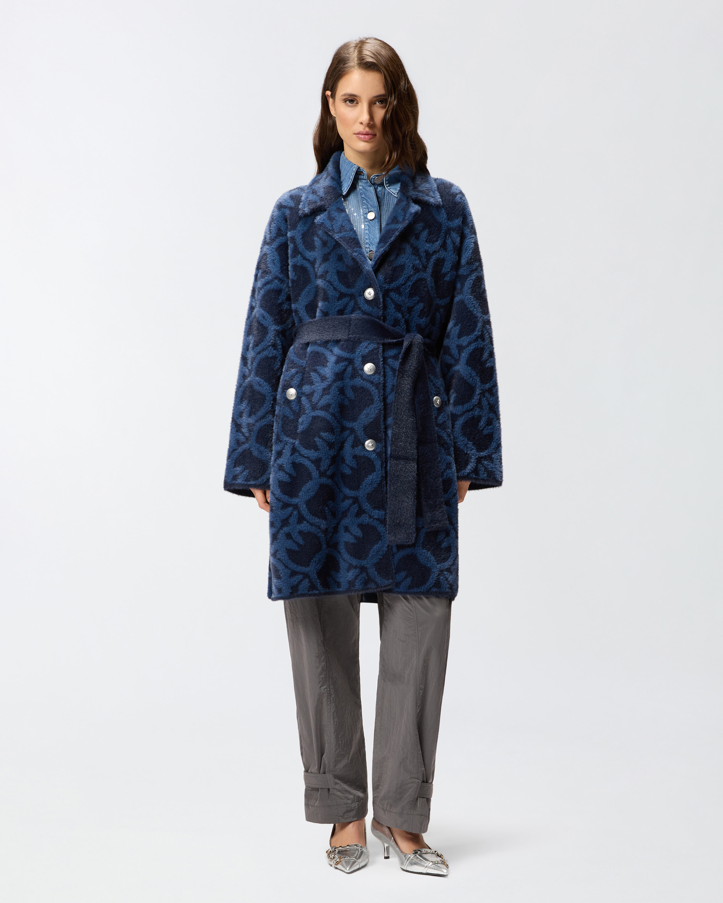 Coat with matching belt PINKO Blue