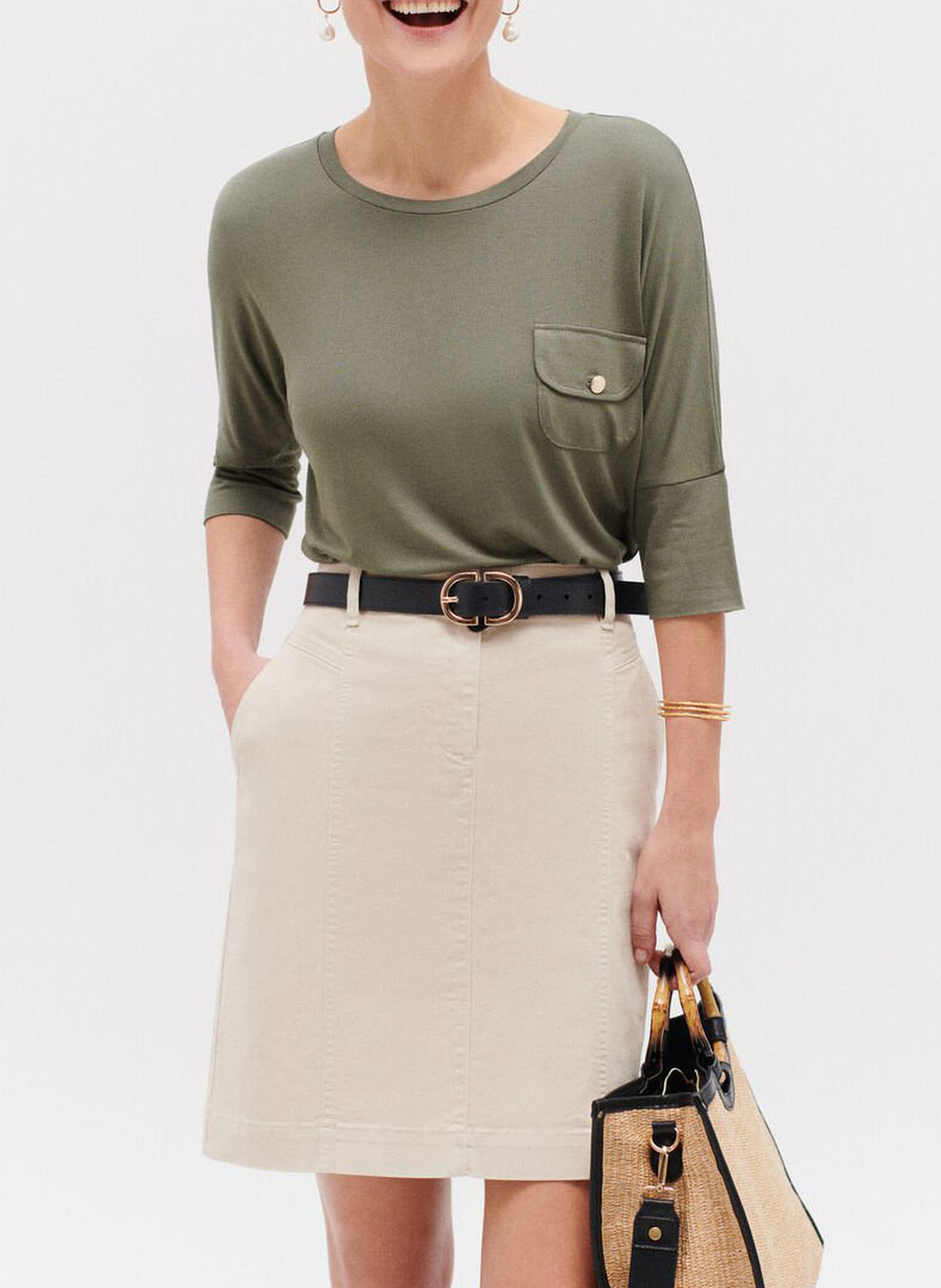 Jupe courte en jean CAROLL Beige