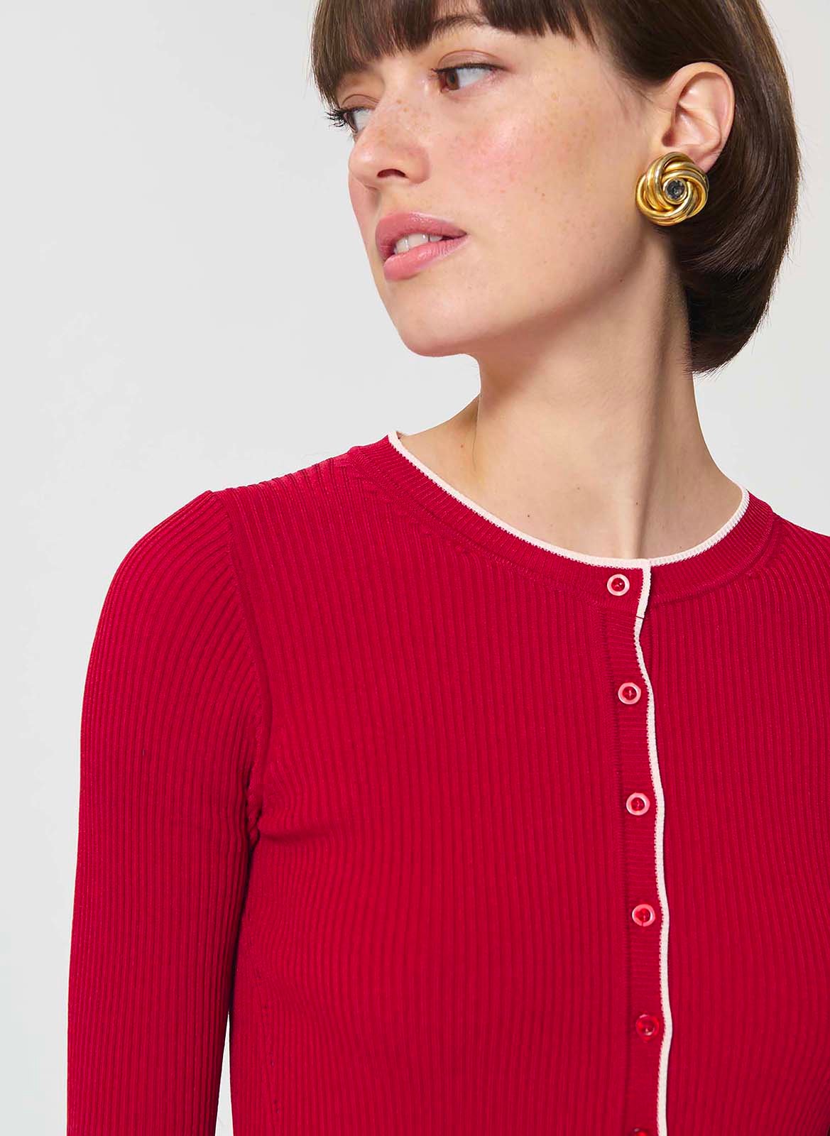 Aansluitend vest met ronde hals in breisel TARA JARMON Rood