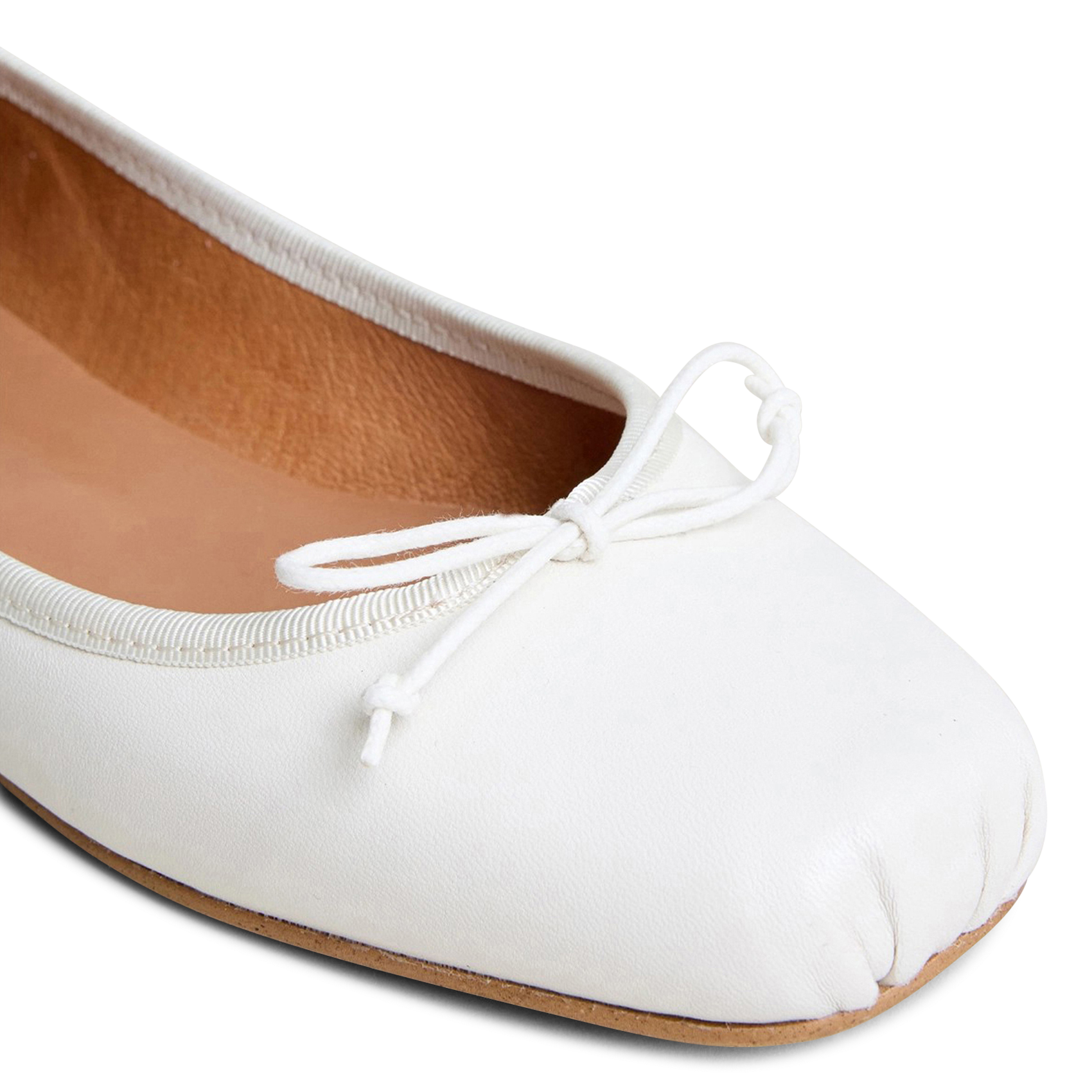 Square-toe leather ballet flats JONAK White