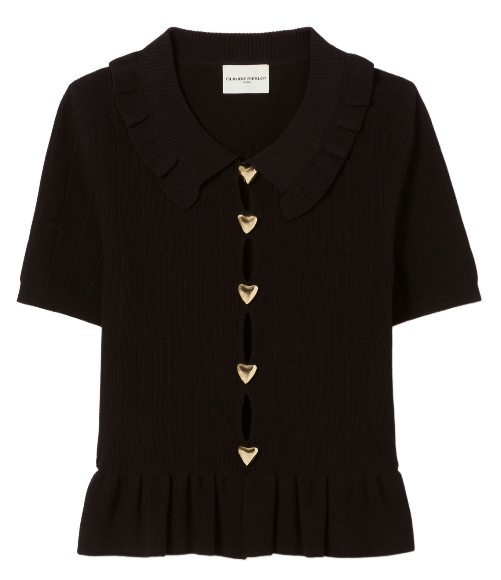 Pull ajusté col rond en maille CLAUDIE PIERLOT Noir