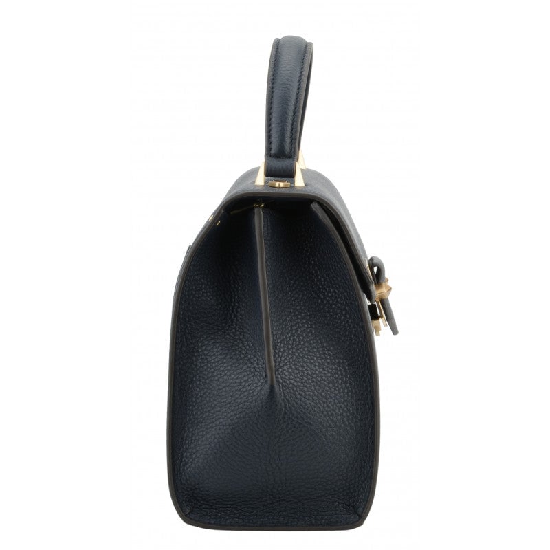 Grained calfskin handbag POURCHET Blue