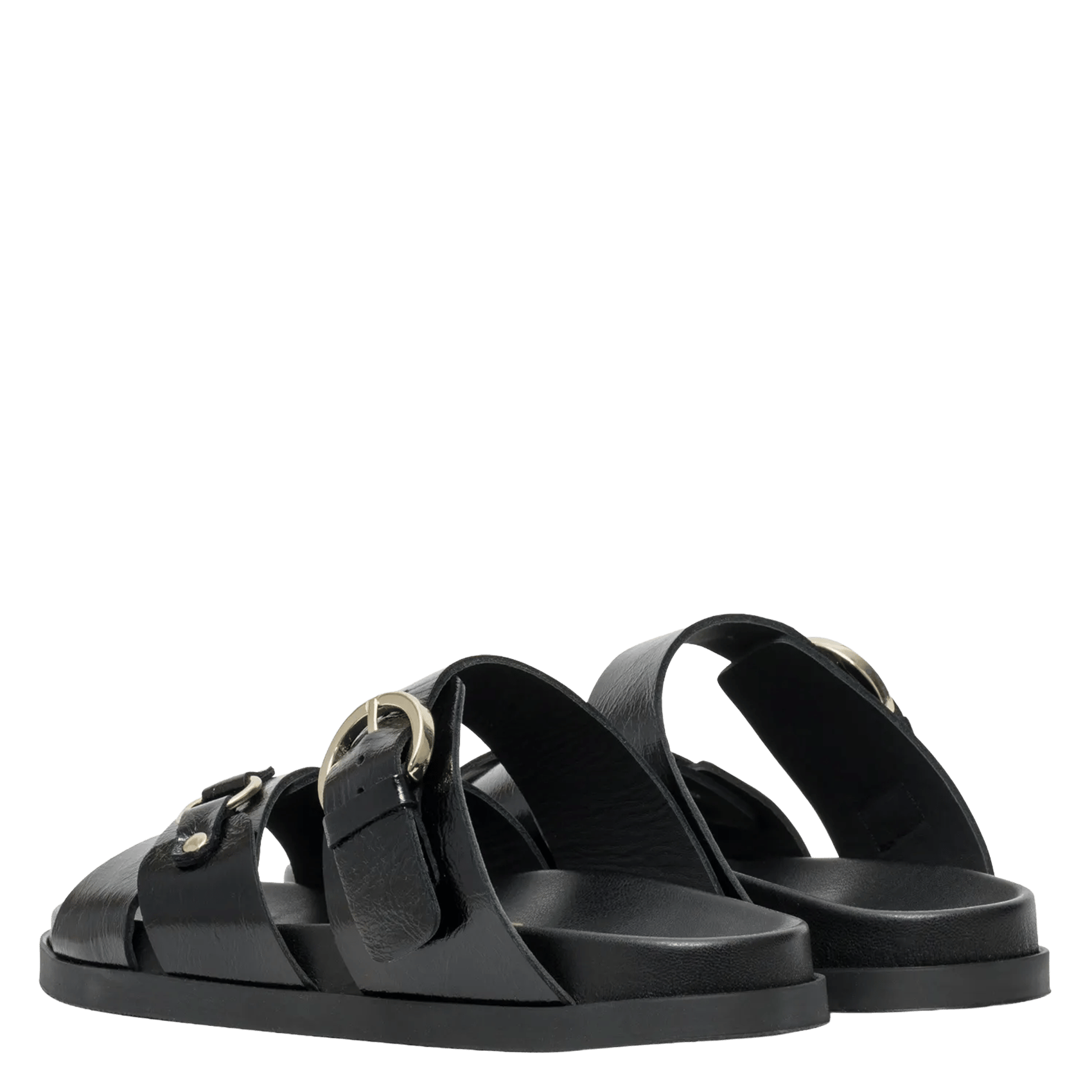 Aouda flat leather sandals BOCAGE Black