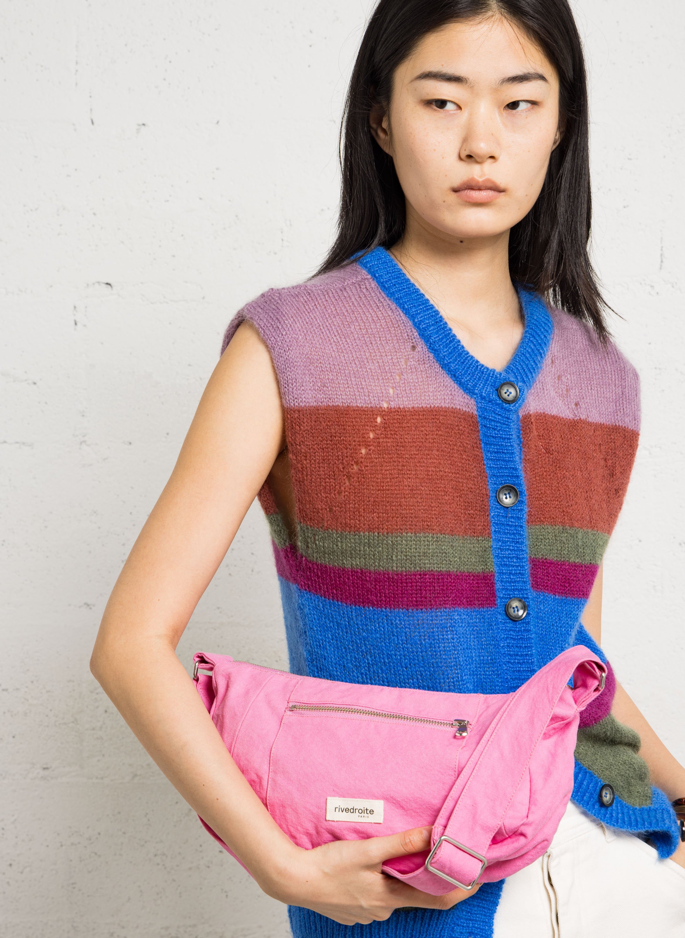 Crossbody bag in blended recycled cotton RIVEDROITE PARIS Pink