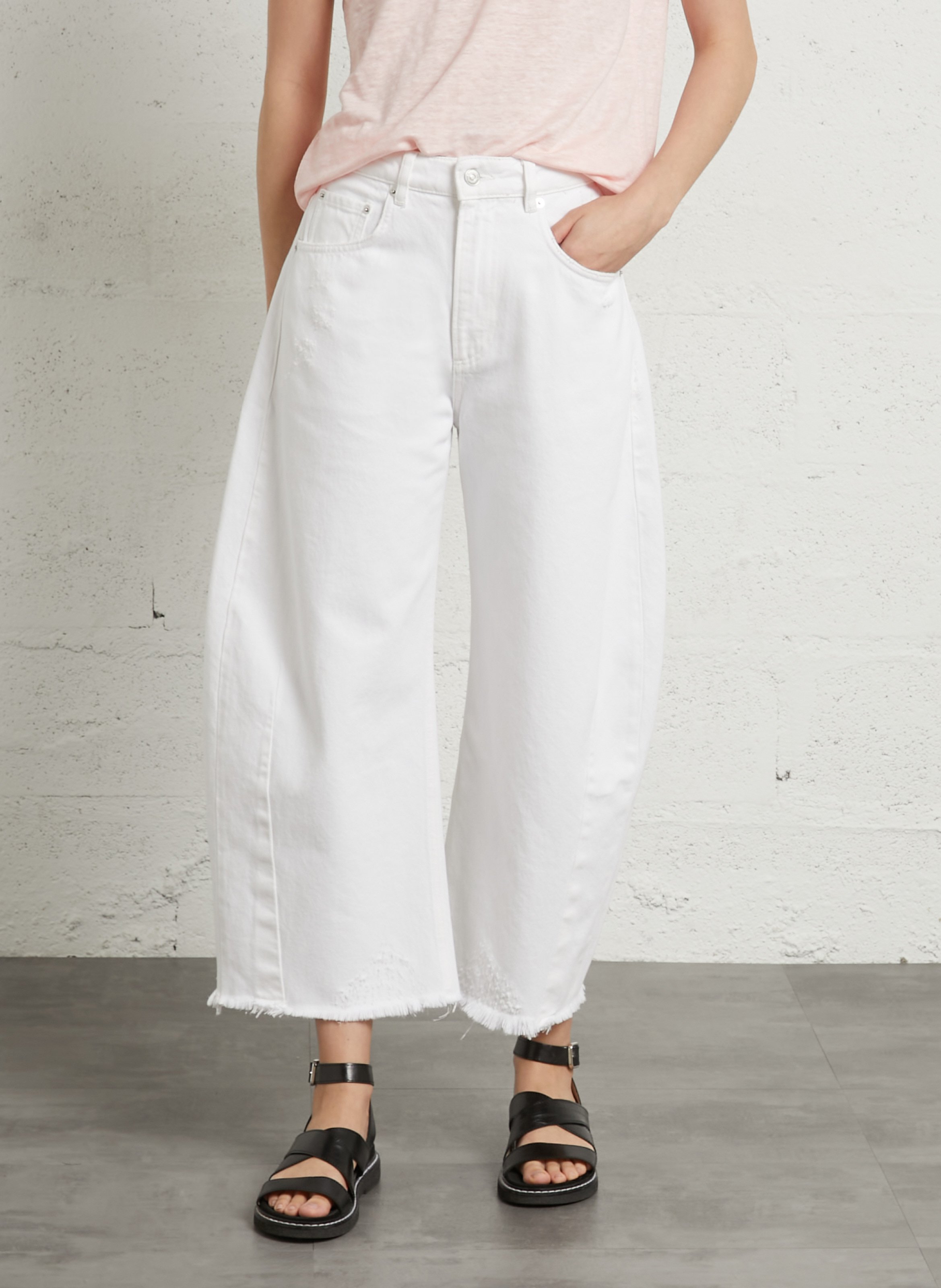 Wijde jeans met hoge taille | katoenblend BERENICE Wit