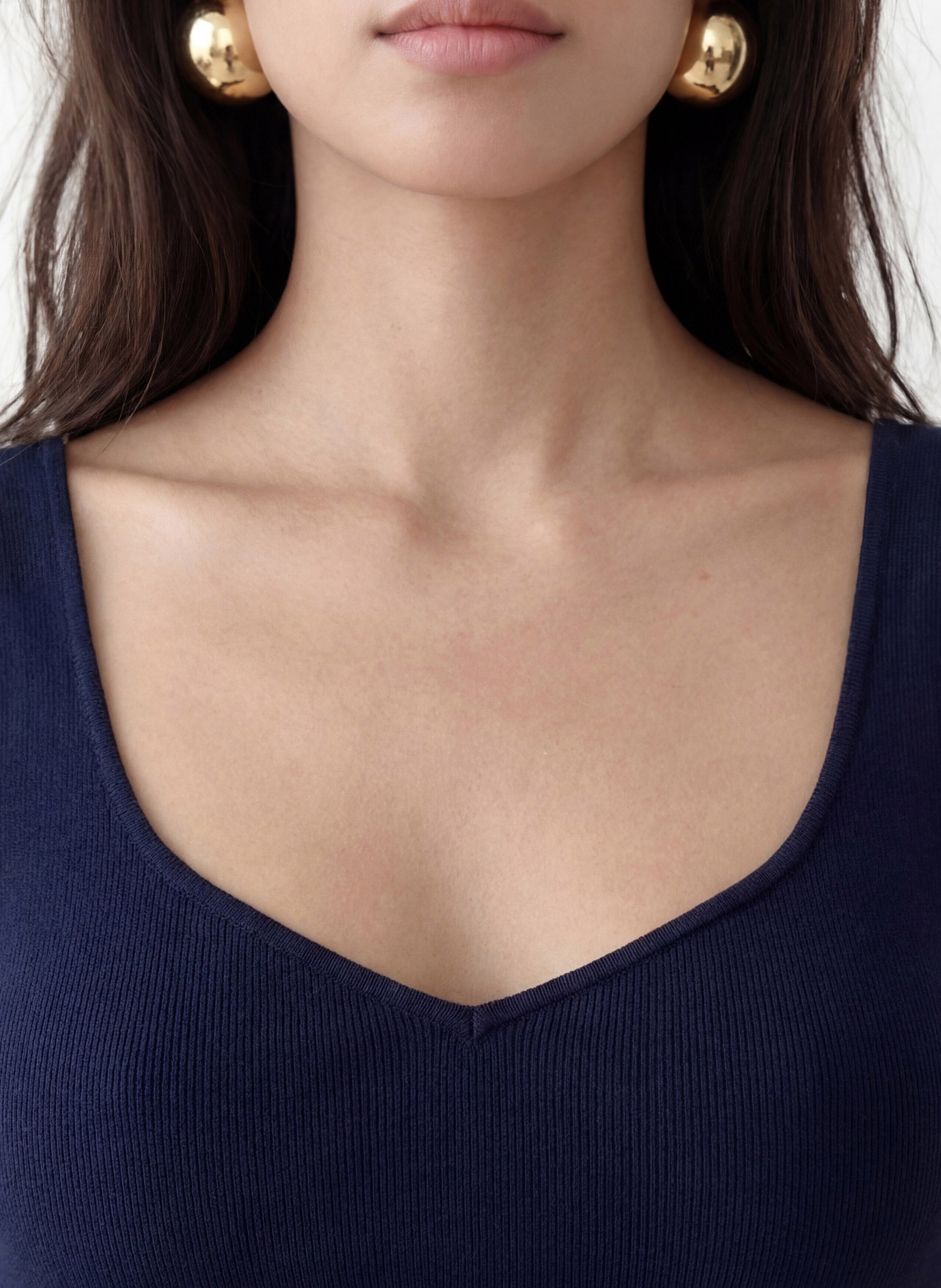 Eng anliegendes Top mit V-Ausschnitt aus Baumwollmischung KOOKAI Blau