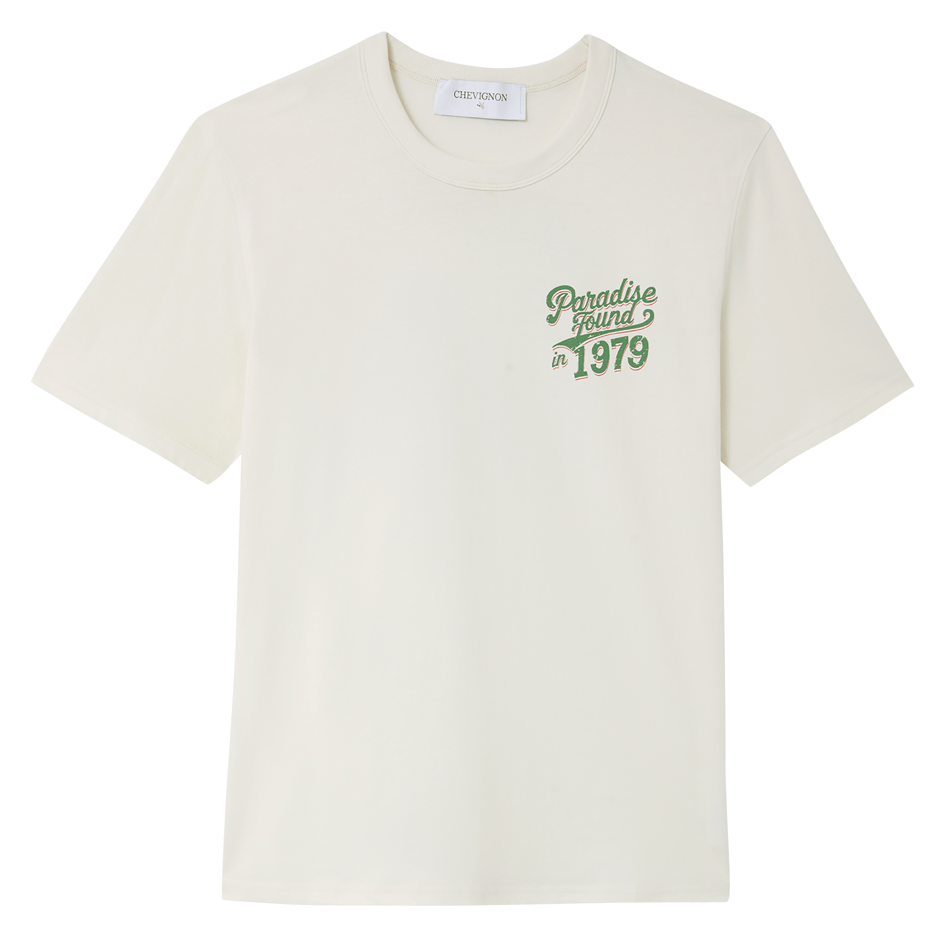 Tee-shirt droit sérigraphié en coton bio CHEVIGNON Blanc