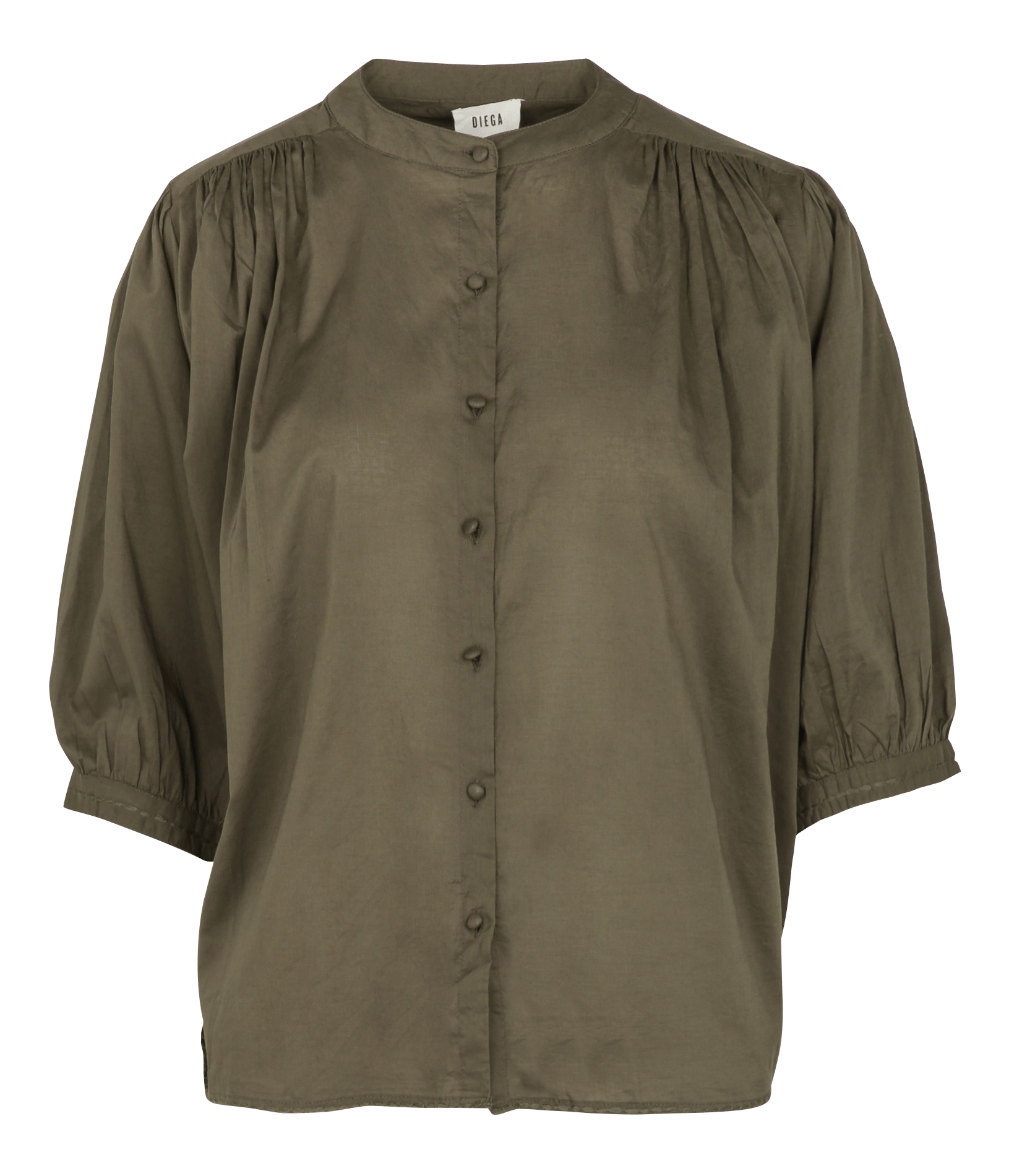 Chemise ample col mao en coton DIEGA Kaki