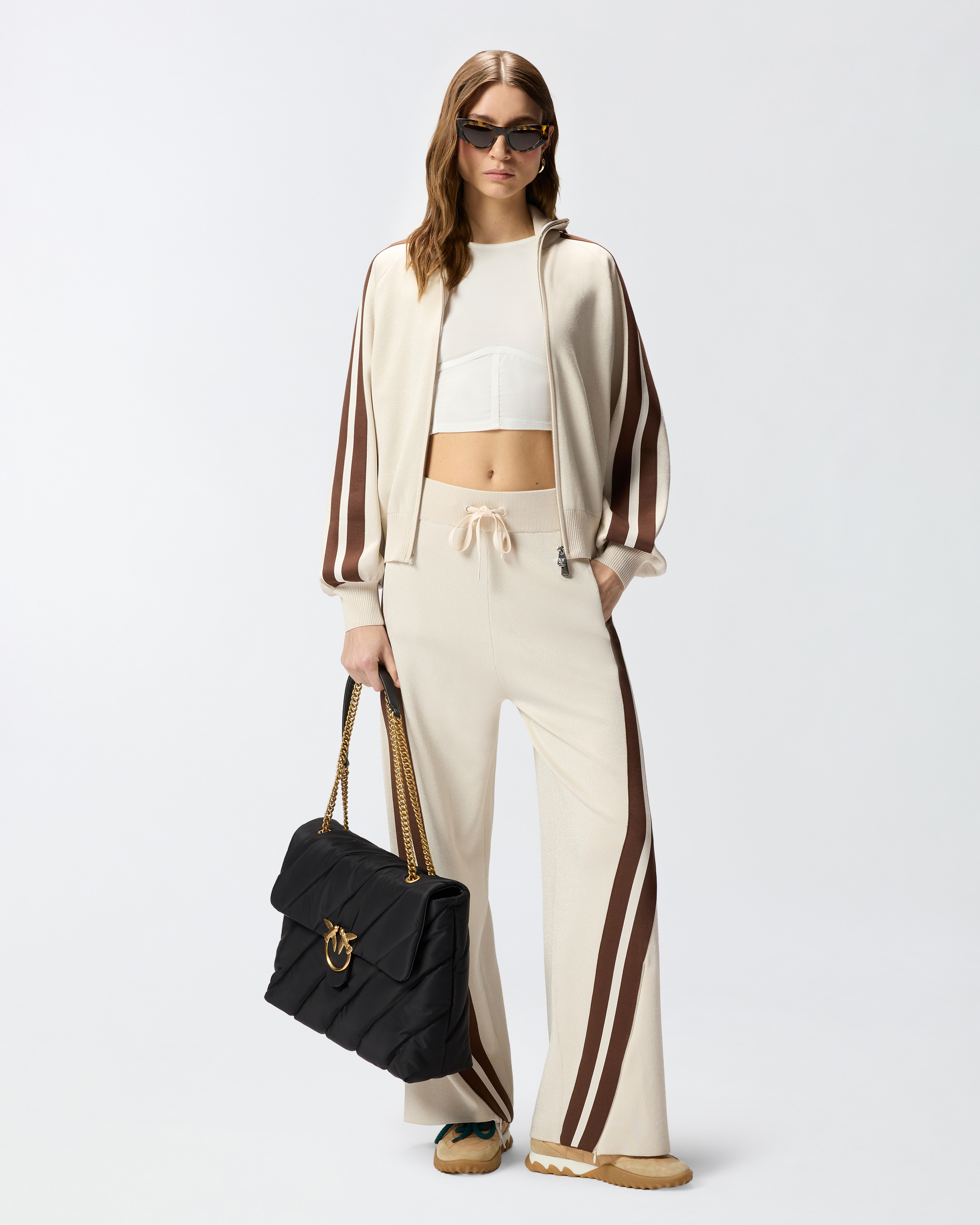 Sweat-shirt zippé avec logo love birds PINKO Gris