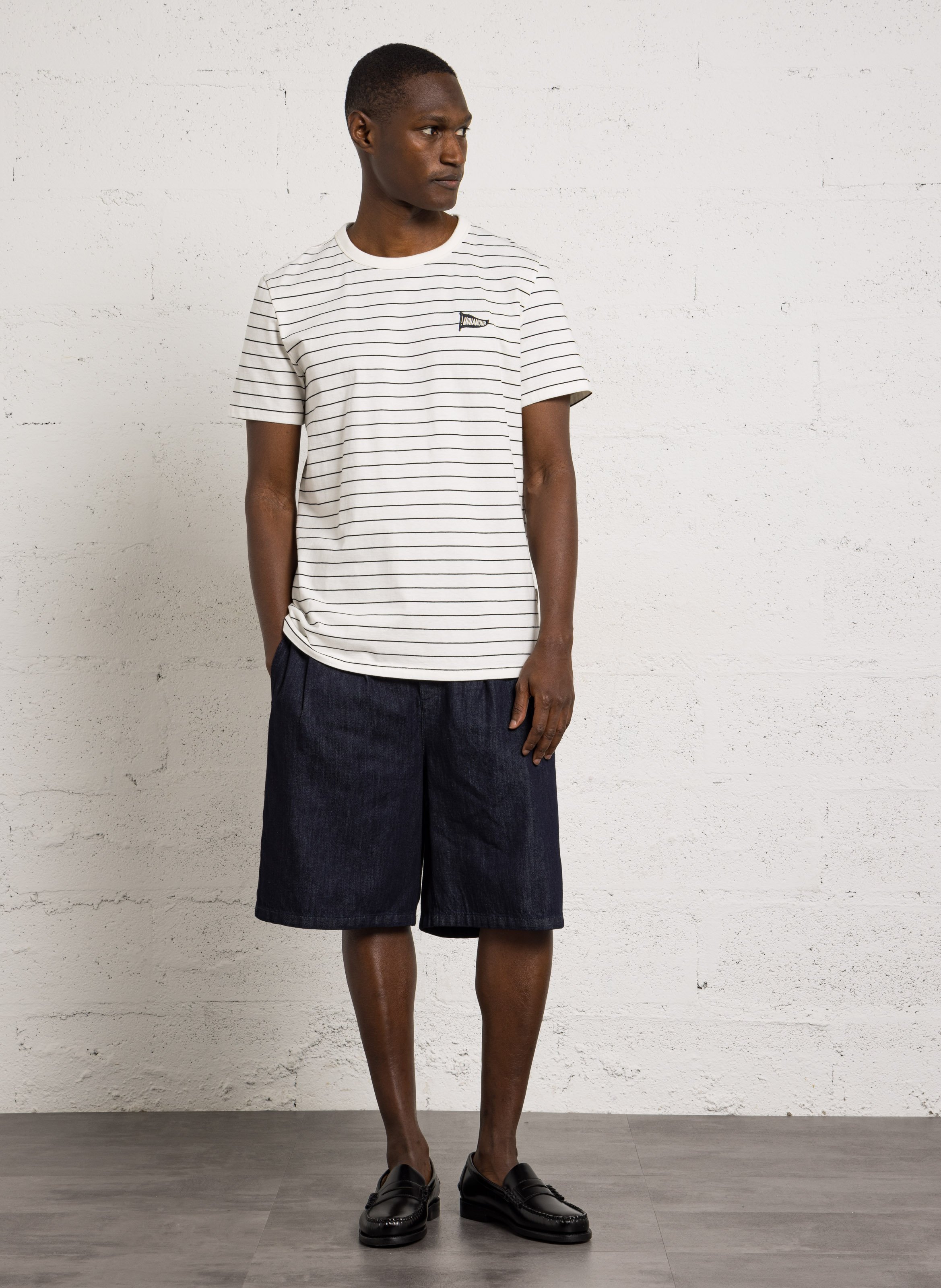 Camiseta recta cuello redondo a rayas CASUAL FRIDAY Blanco