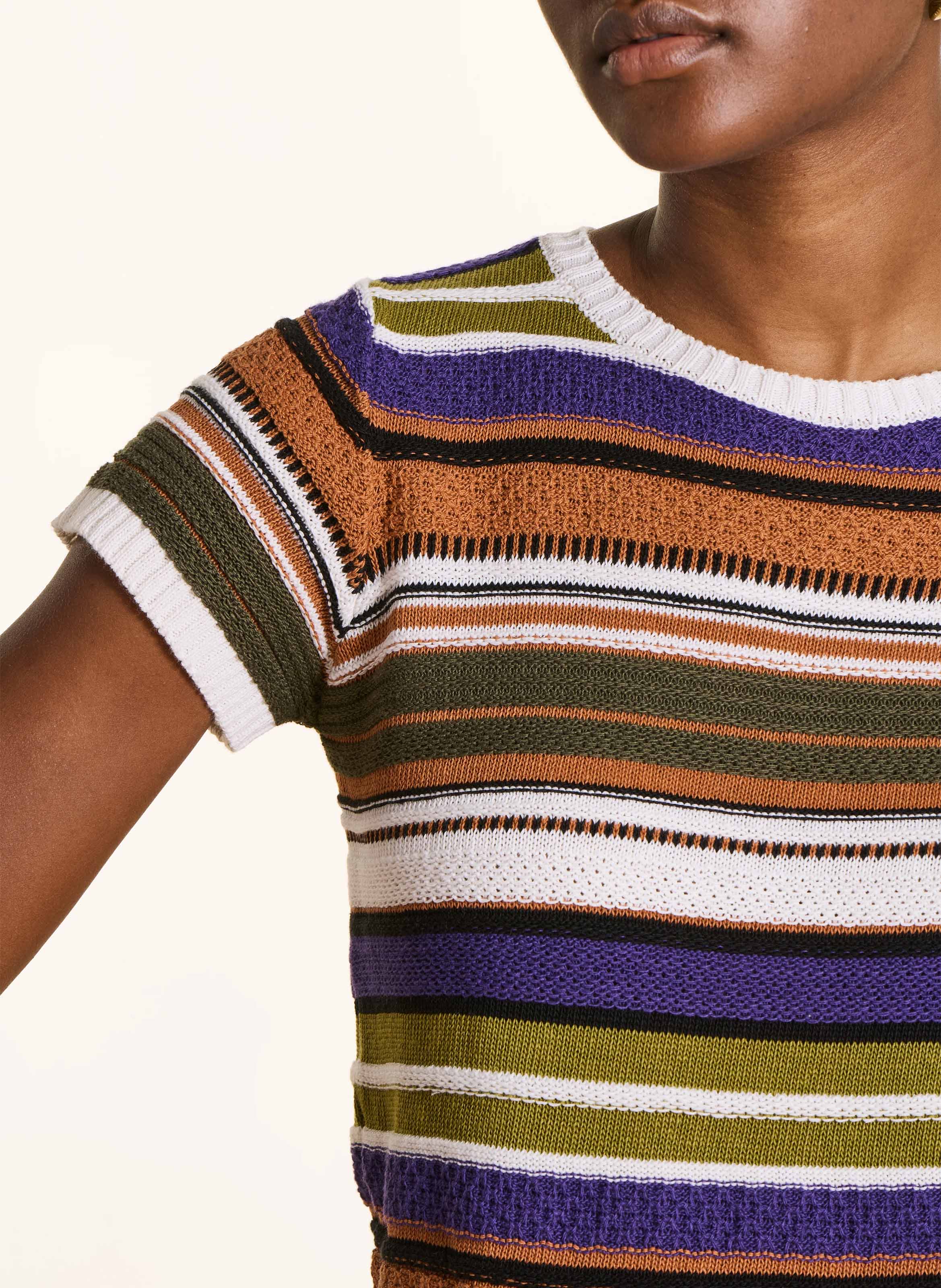 Kurzer Rundhalspullover mit Streifen LA FEE MARABOUTEE Mehrfarbig