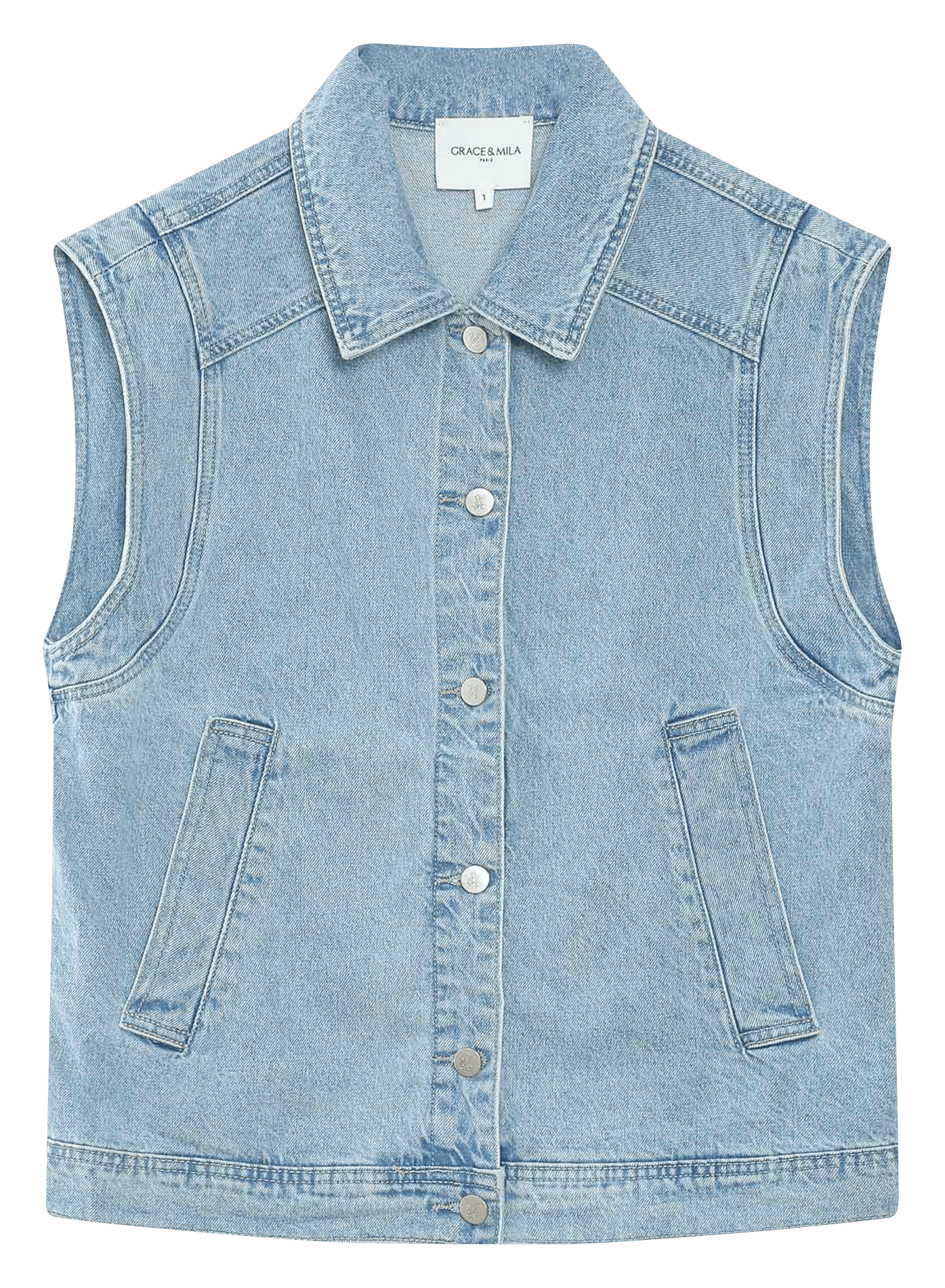 Veste oversize sans manches en denim GRACE ET MILA Bleu