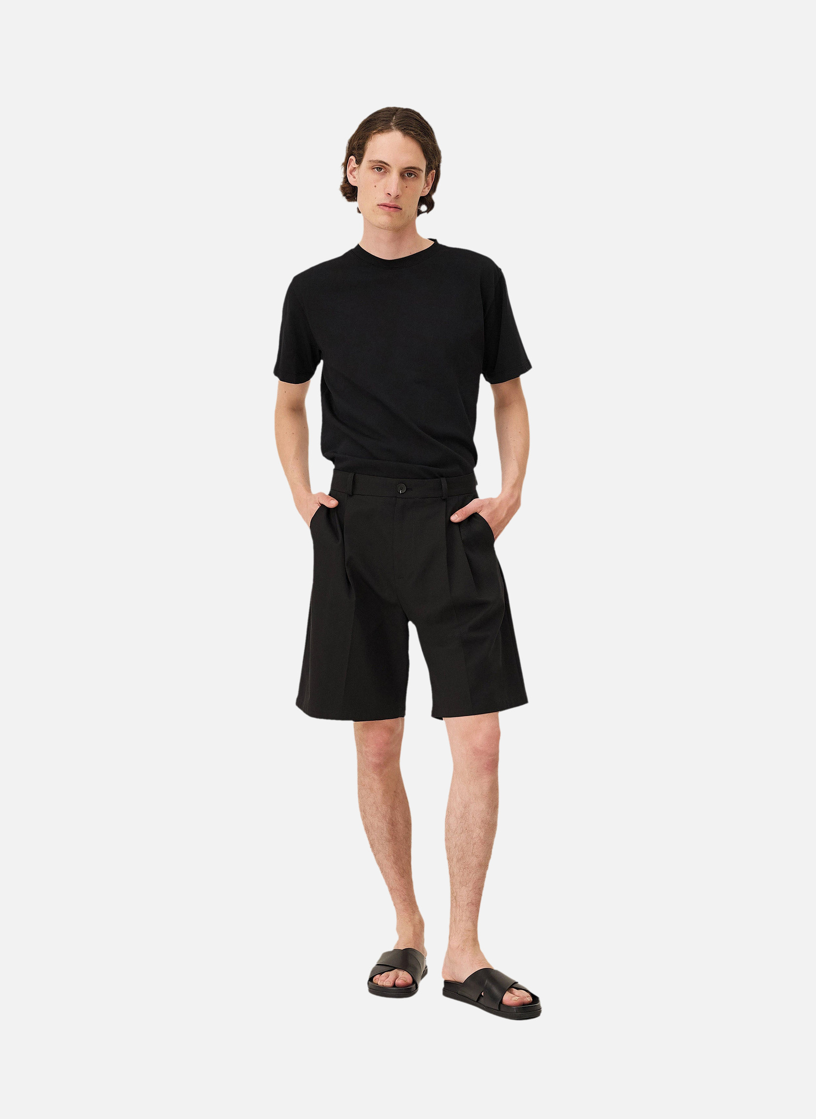 Pleated shorts COMO BLACK WOOL Noyoco Black