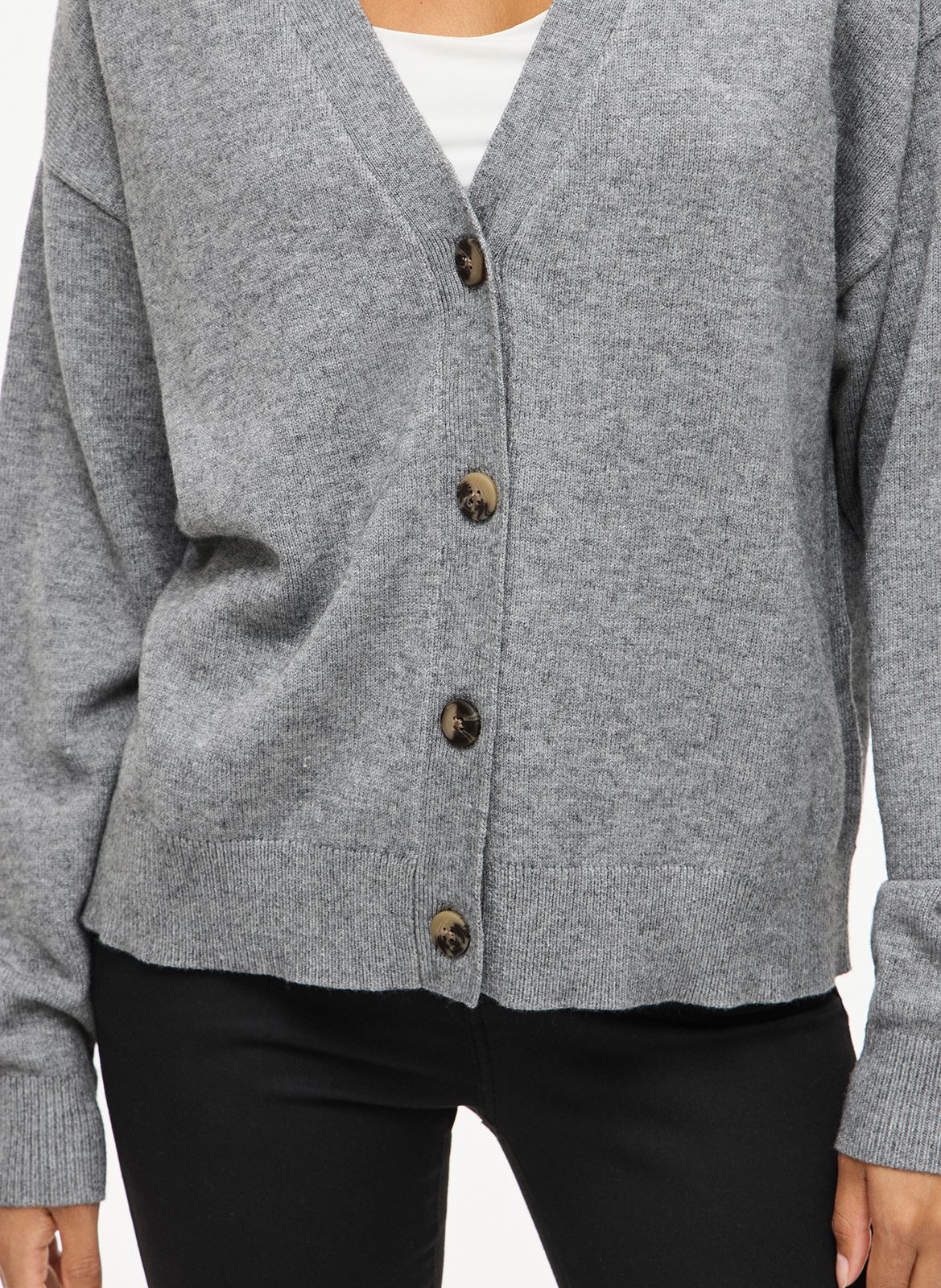 Oversized vest met V-hals in gebreide stof VILA Grijs