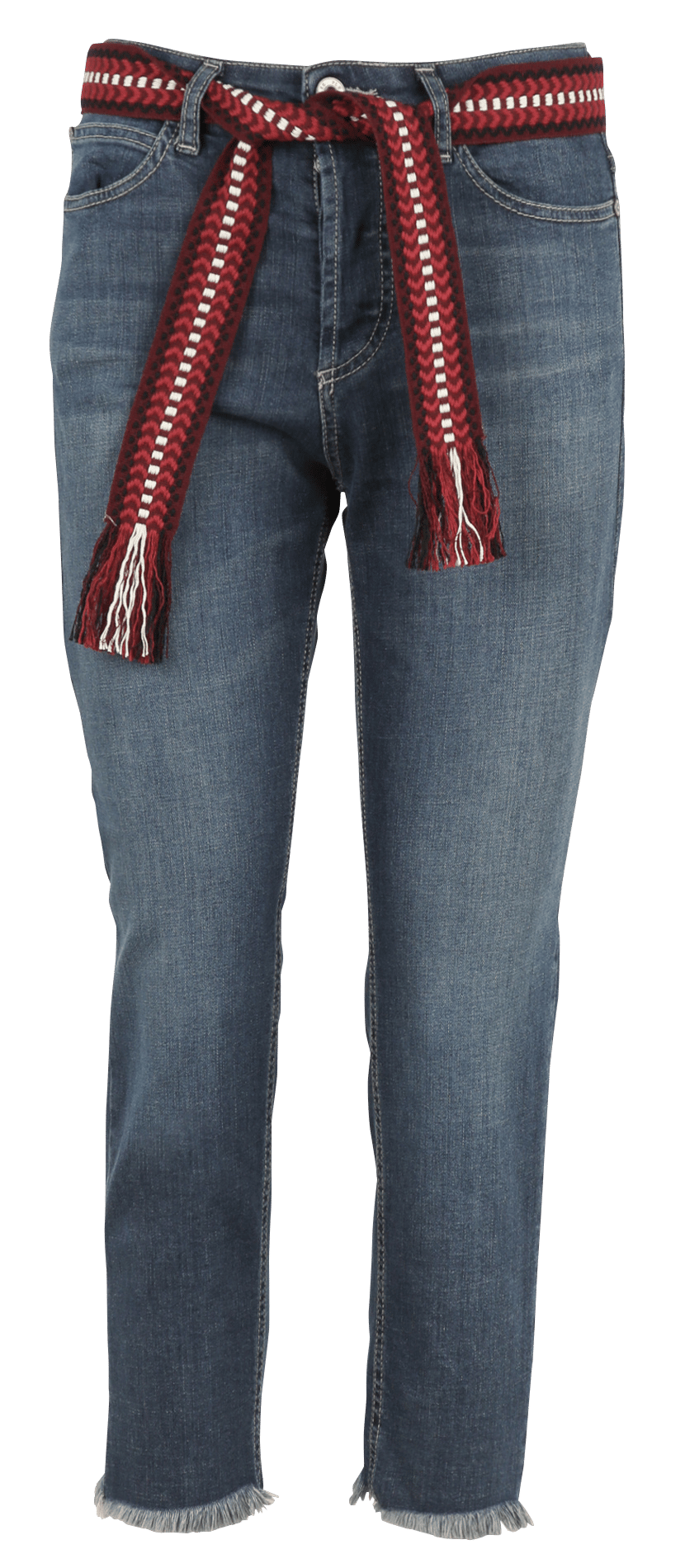 Schmale Jeans mit gewebtem Baumwollmischgürtel PLEASE Blau