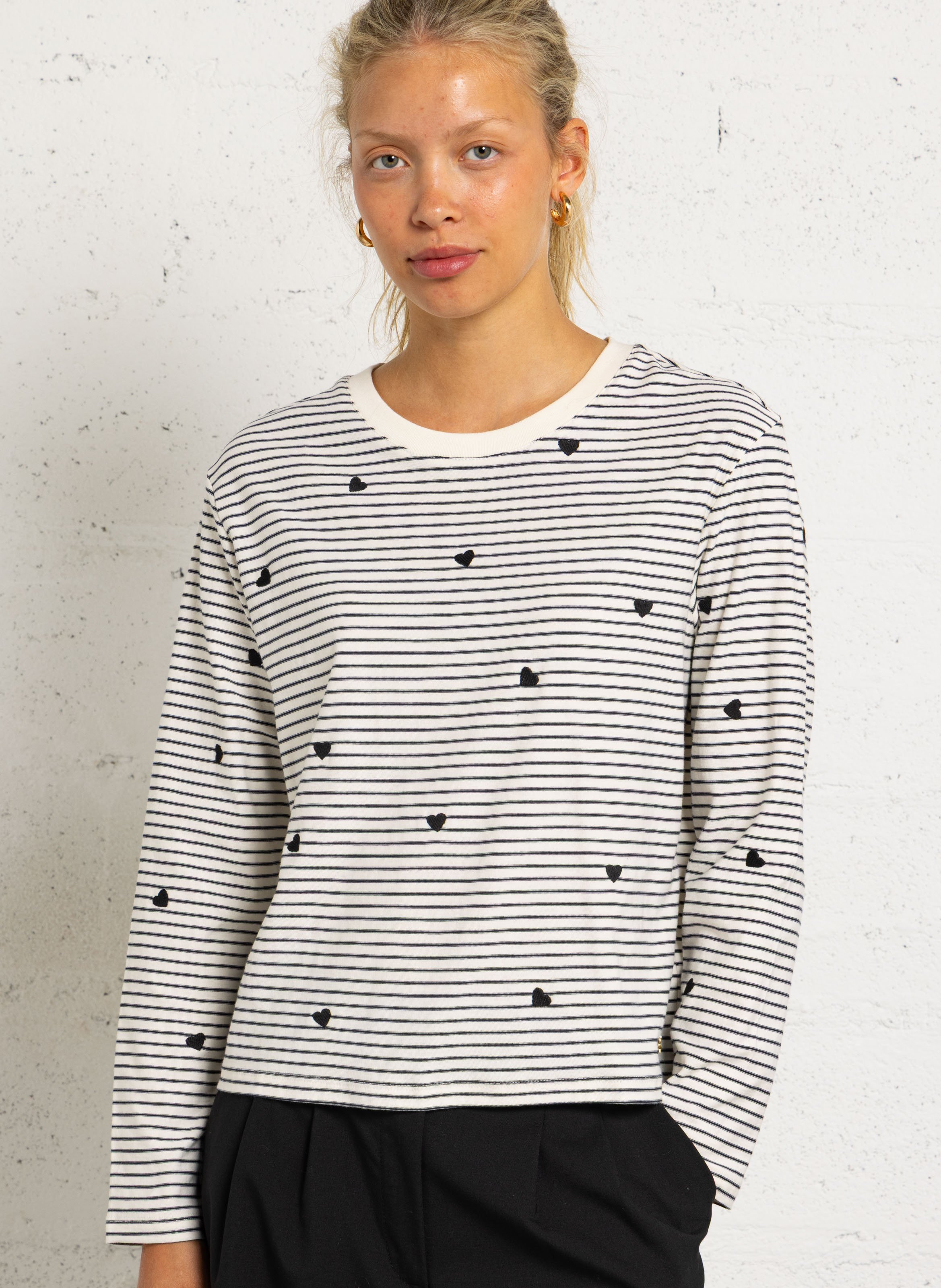 Gestreept T-shirt met lange mouwen DES PETITS HAUTS Zwart