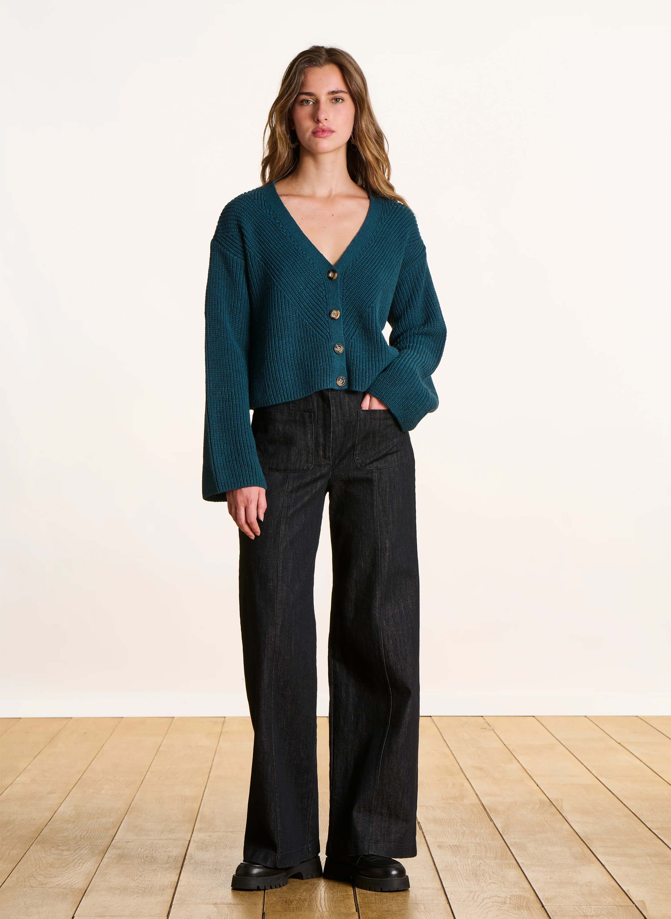 Shawl-collar cardigan LA FEE MARABOUTEE Blue