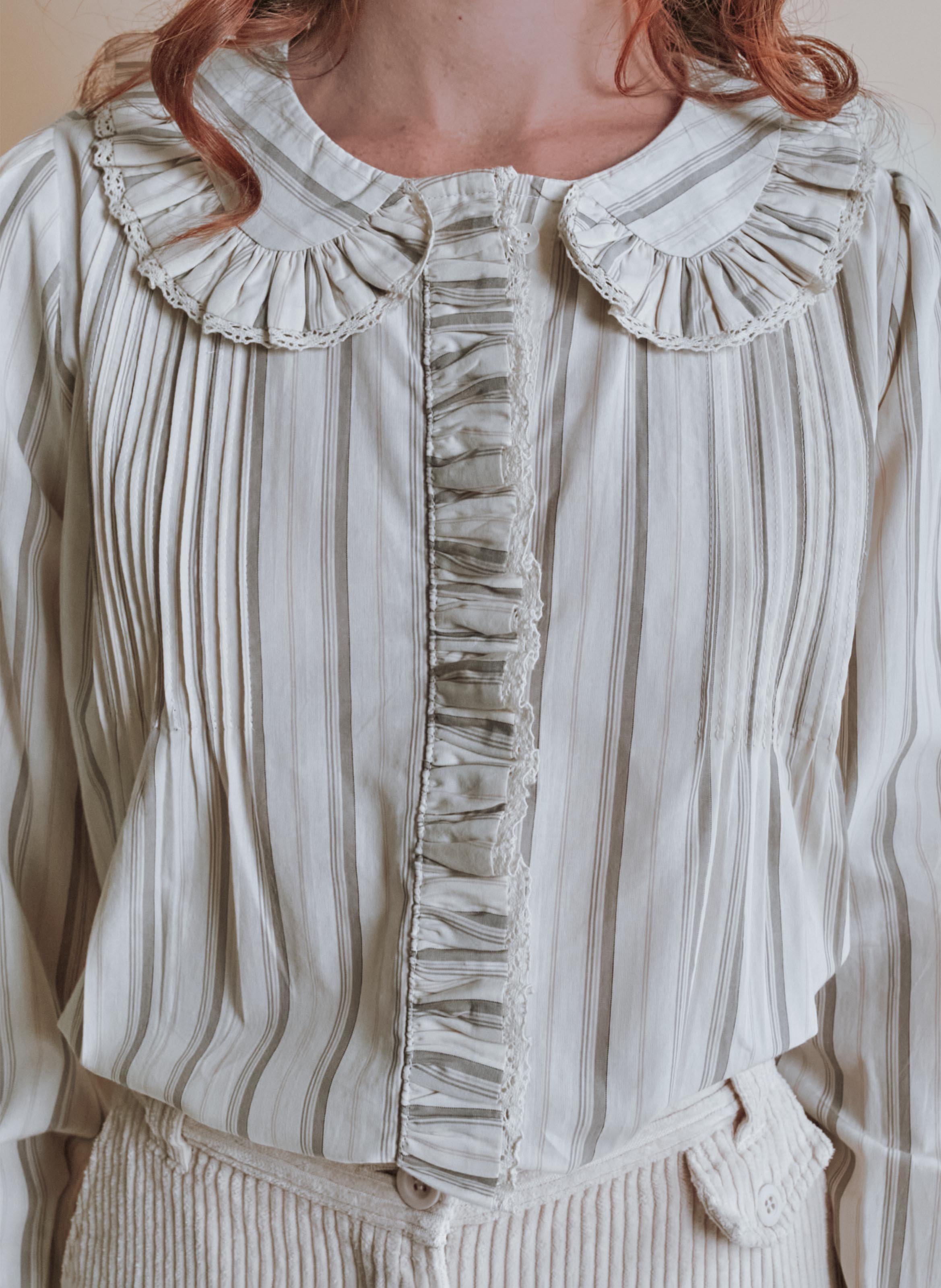 Baumwollbluse mit Rundhalskragen EMILE ET IDA Beige