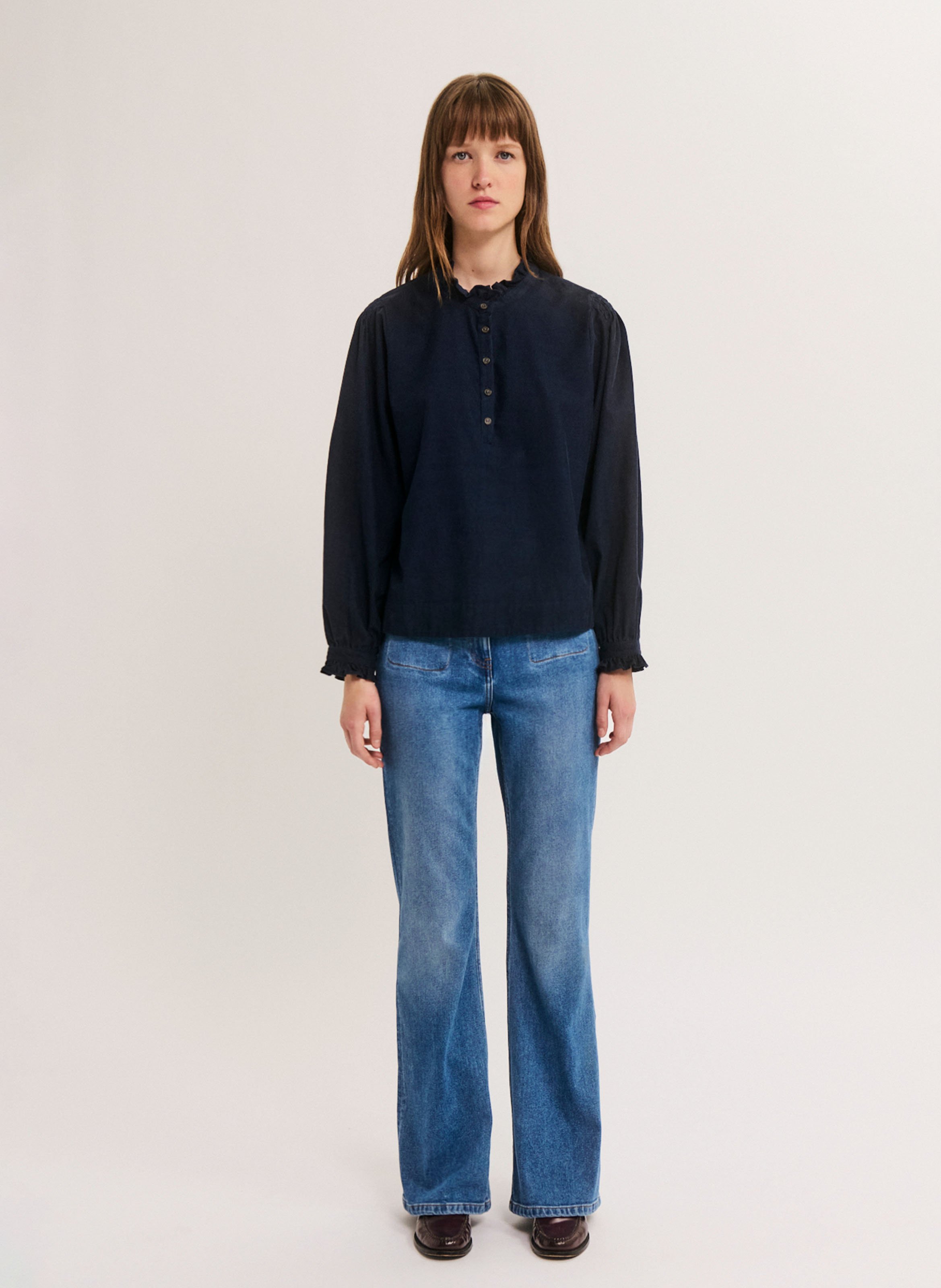 Loose-fit cotton blouse PABLO Blue