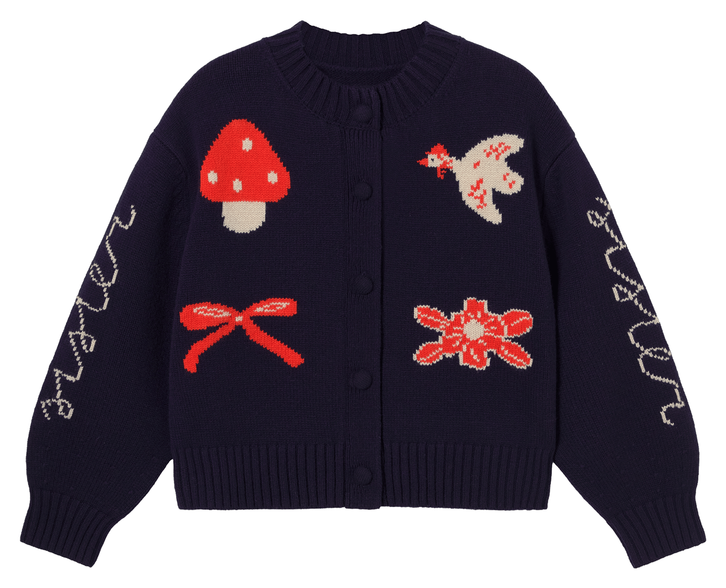 Ruime cardigan met wolmotieven THE TINY BIG SISTER Blauw