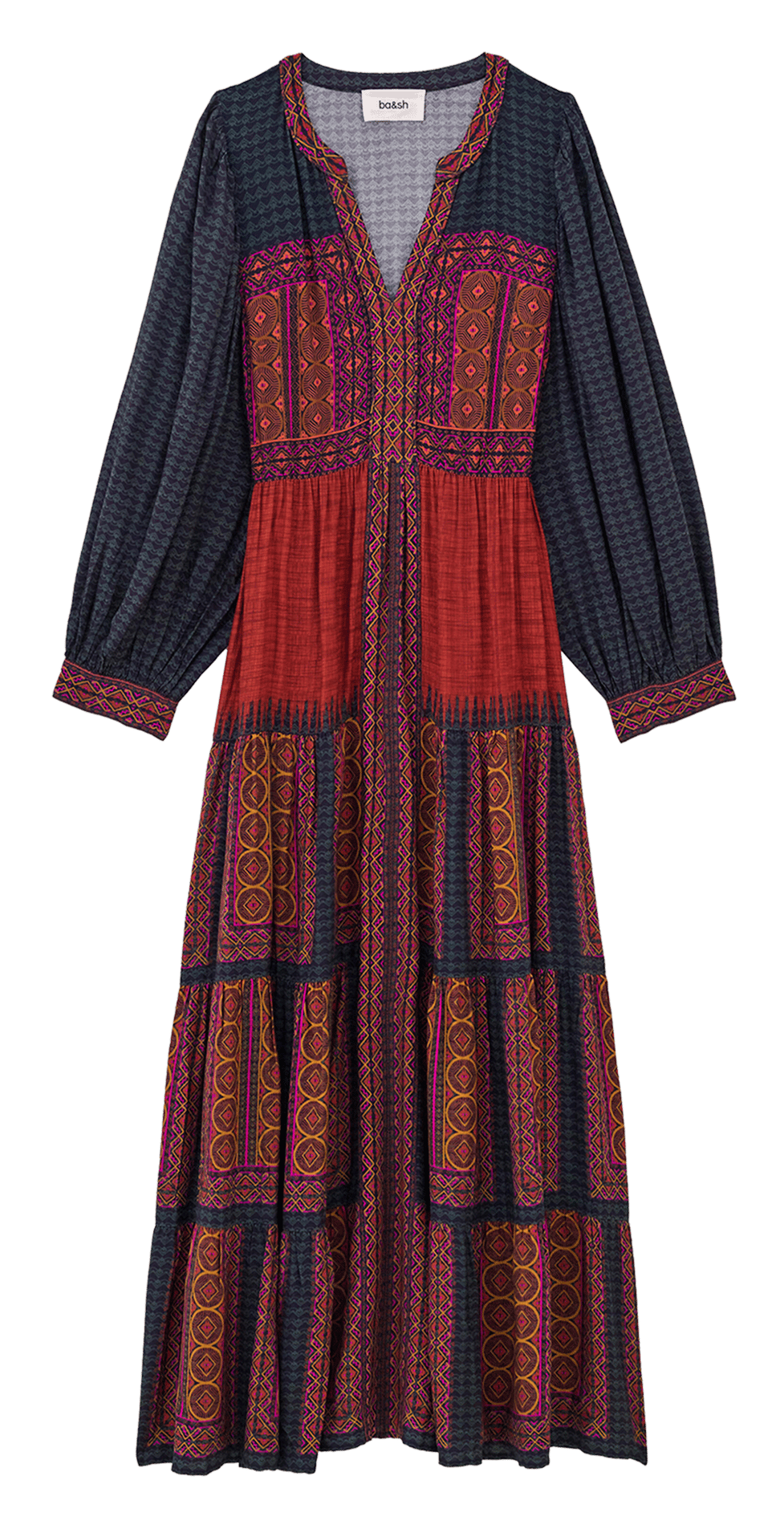 Langes, weit geschnittenes Kleid mit Print BA&SH Rot