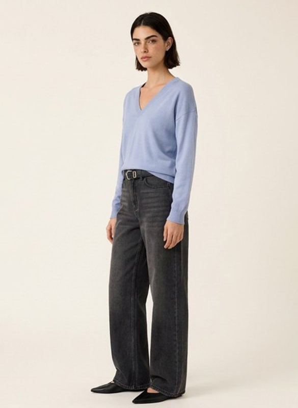 Rechte broek met V-hals in effen kleur KOOKAI Blauw
