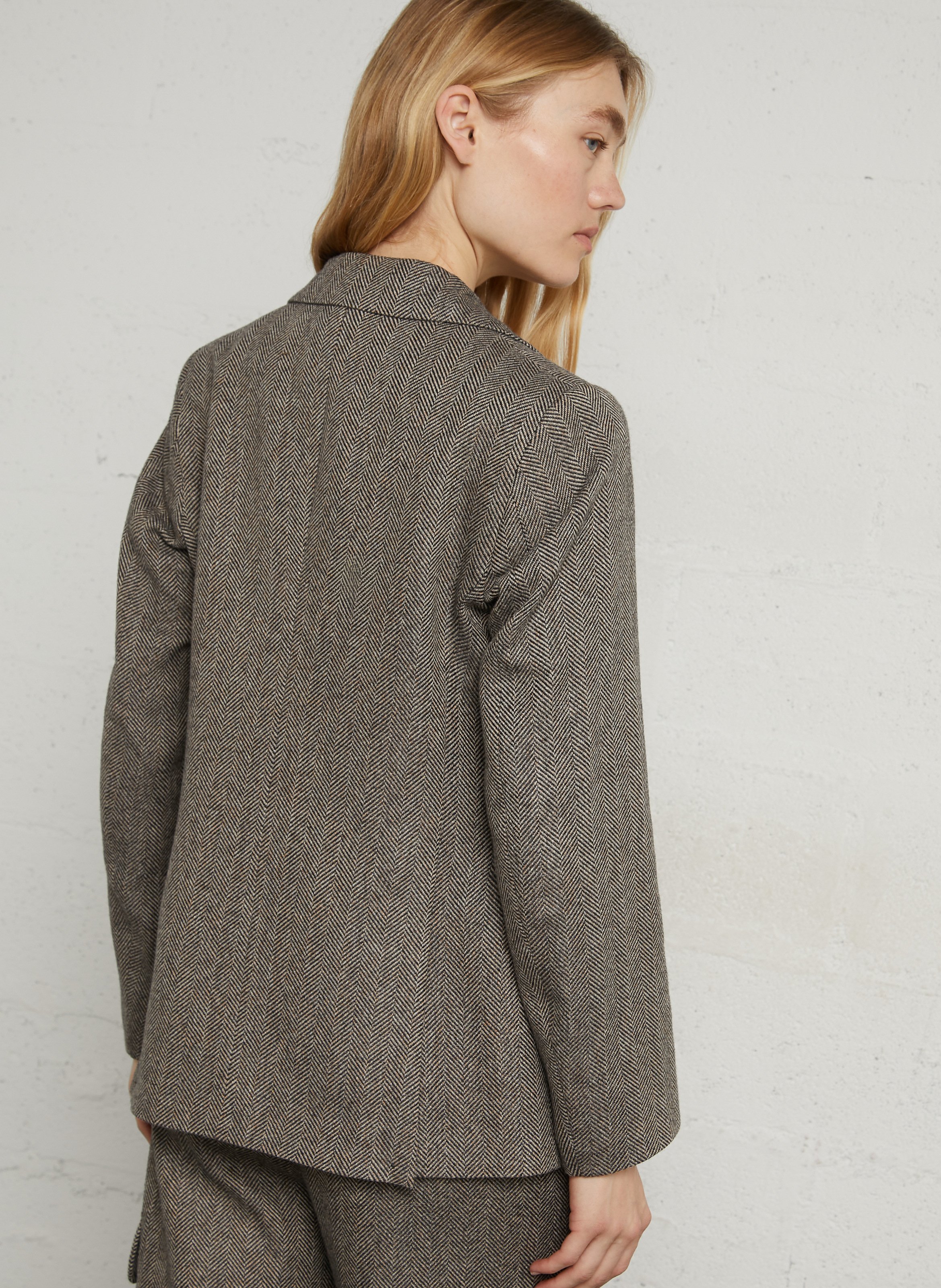 Rechte blazer met visgraatpatroon DIEGA Zwart