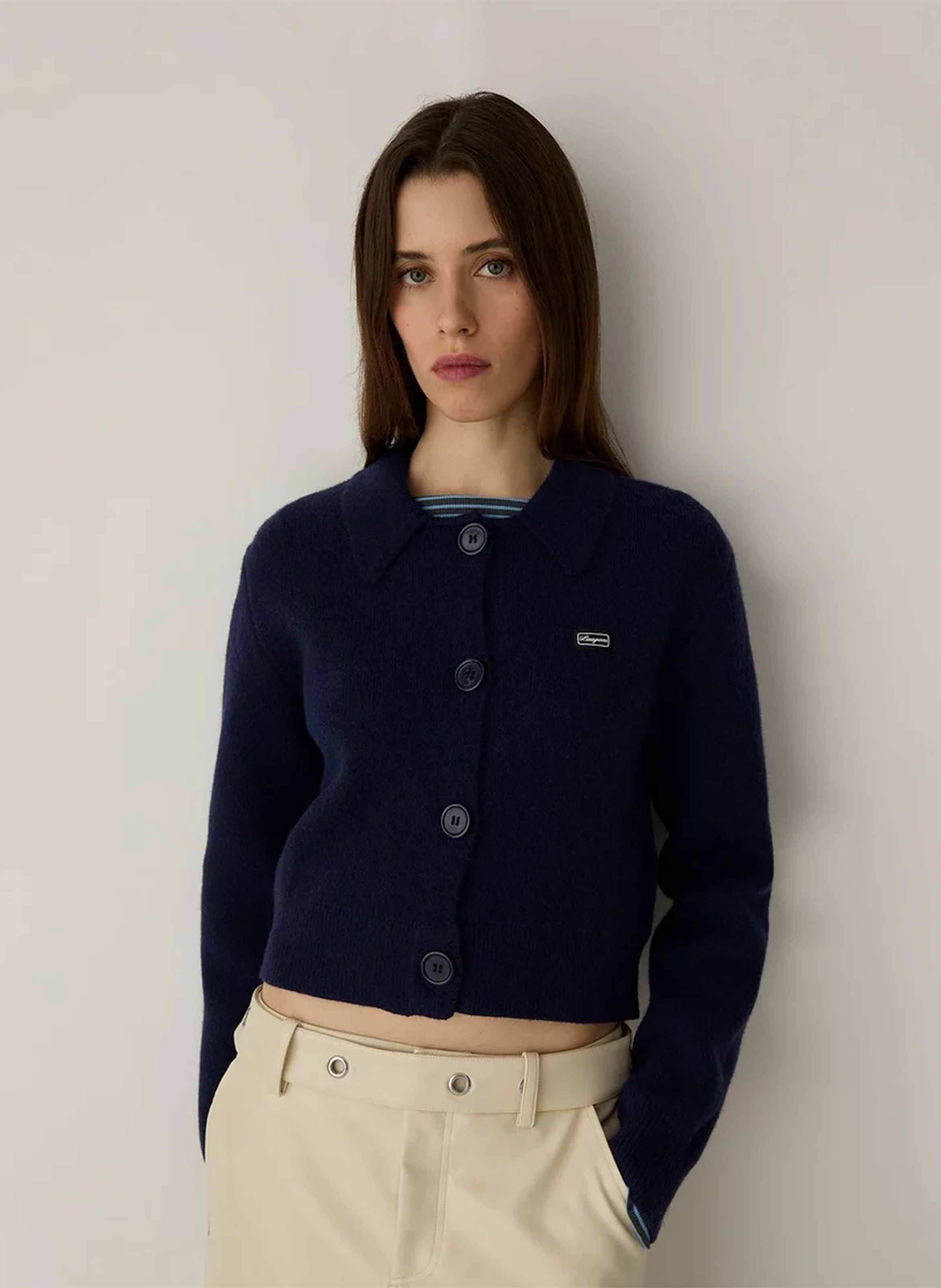 Short plain straight-cut cardigan LAAGAM