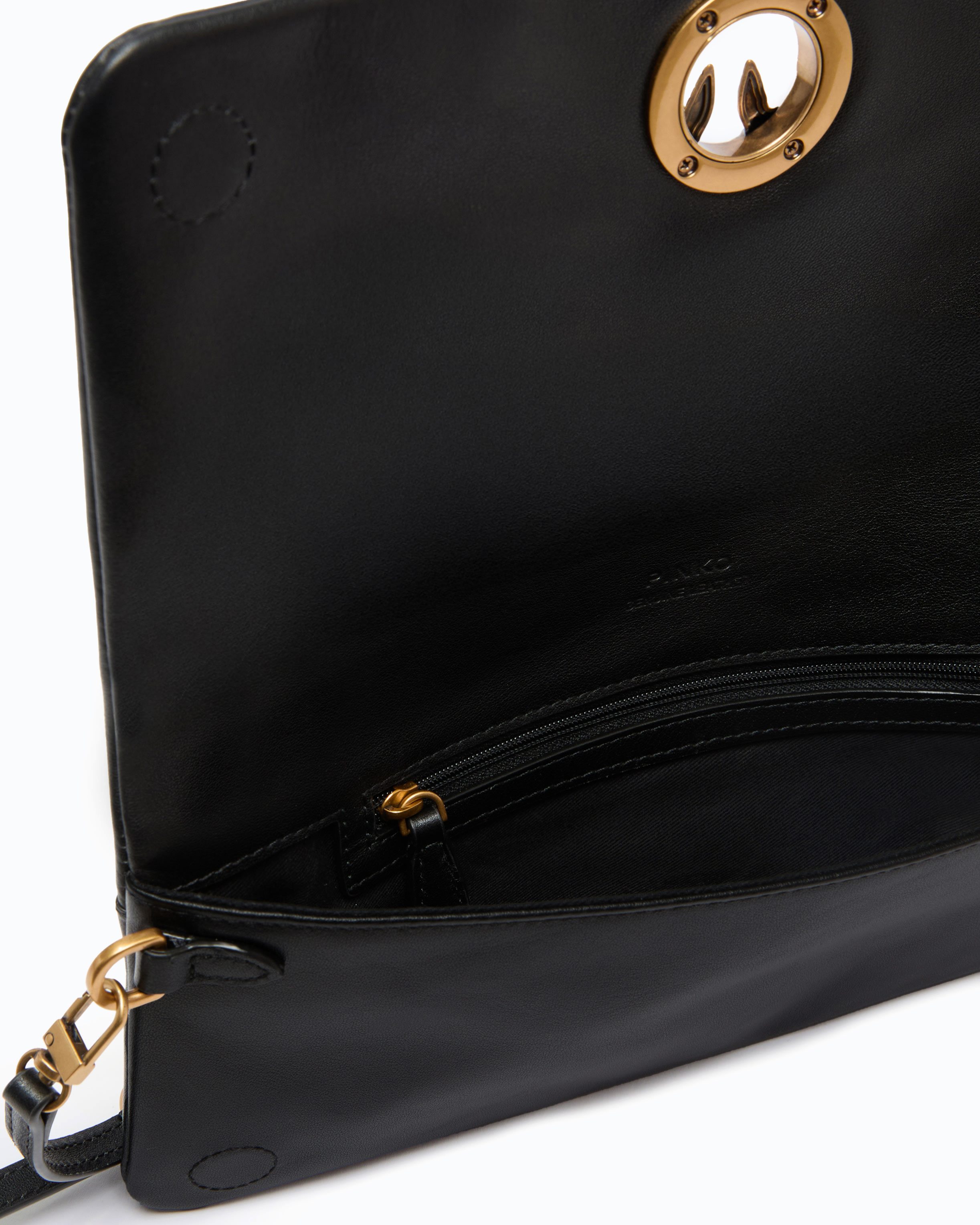 Pochette à bandoulière moyenne love bag click soft horizontal en cuir PINKO Noir