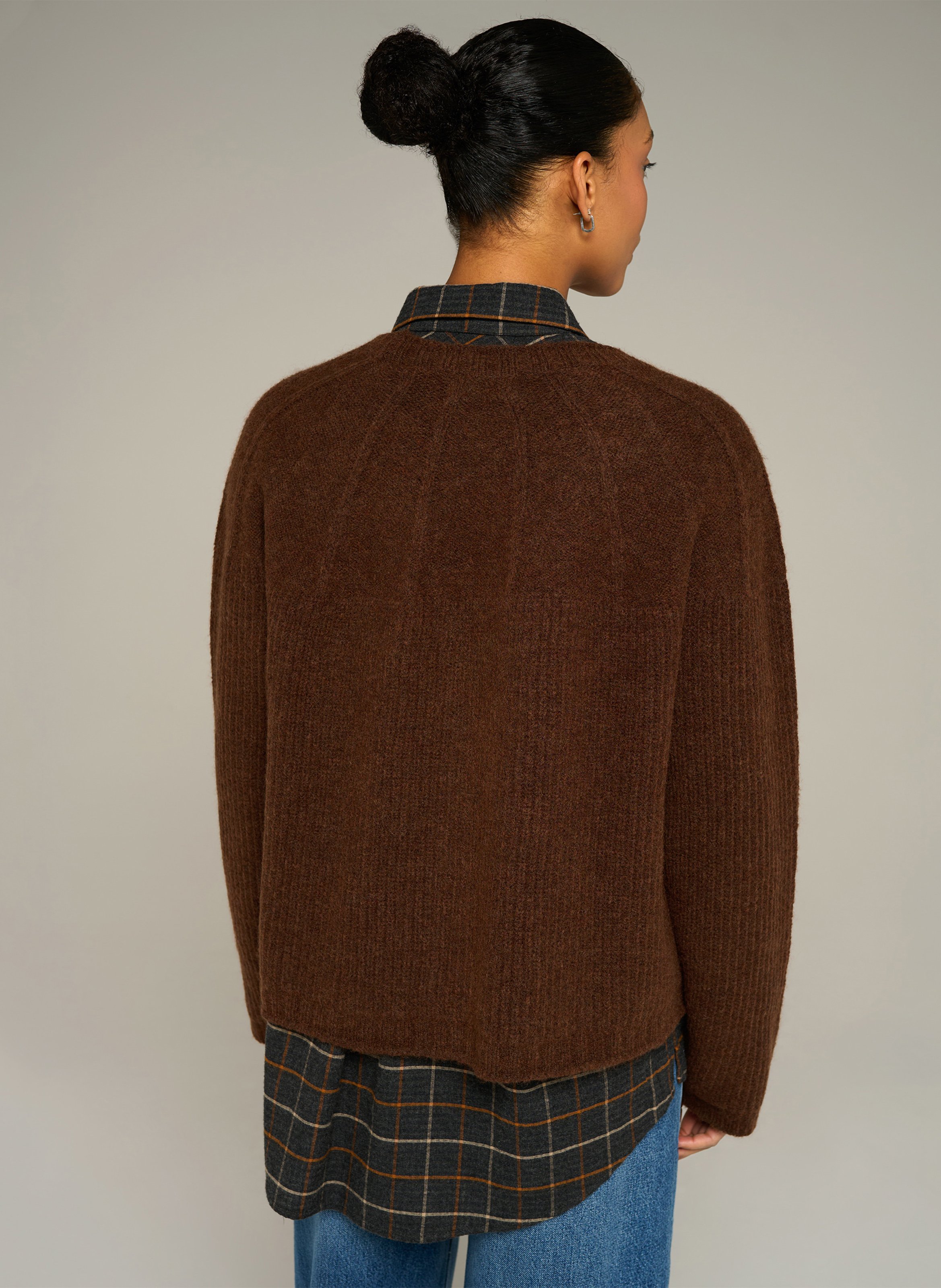 Wool-blend V-neck cardigan COTELAC ACOTE Brown