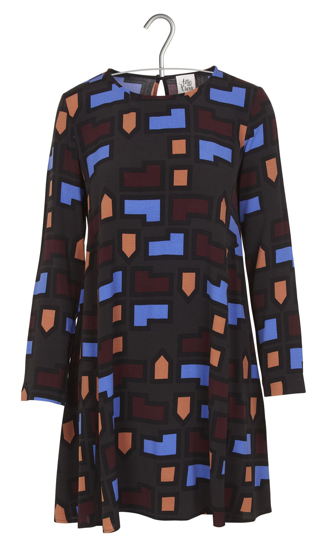 Short printed crepe dress  ATTIC AND BARN Grey