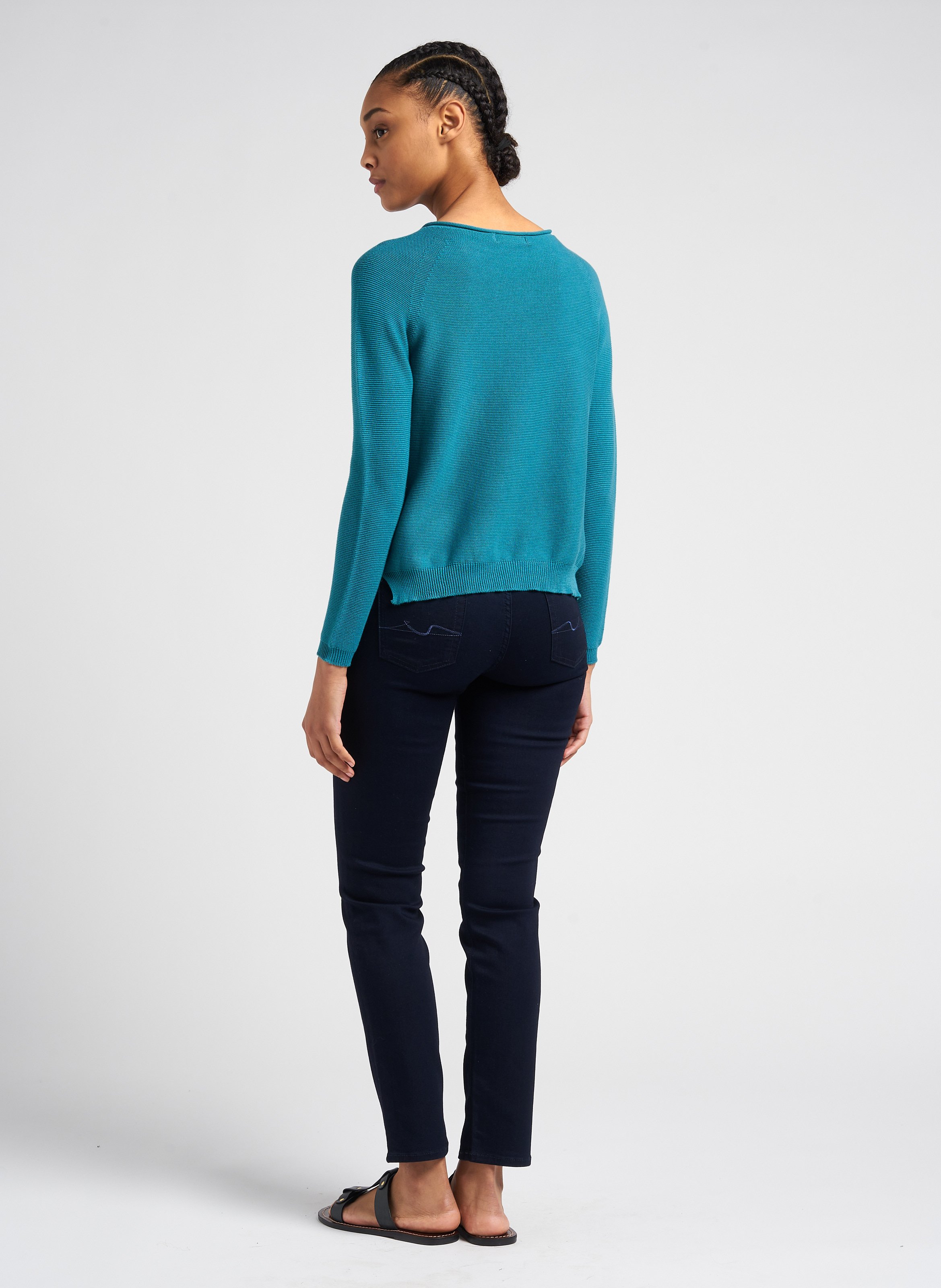 Jean slim taille mi-haute en coton mélangé  7 FOR ALL MANKIND Bleu