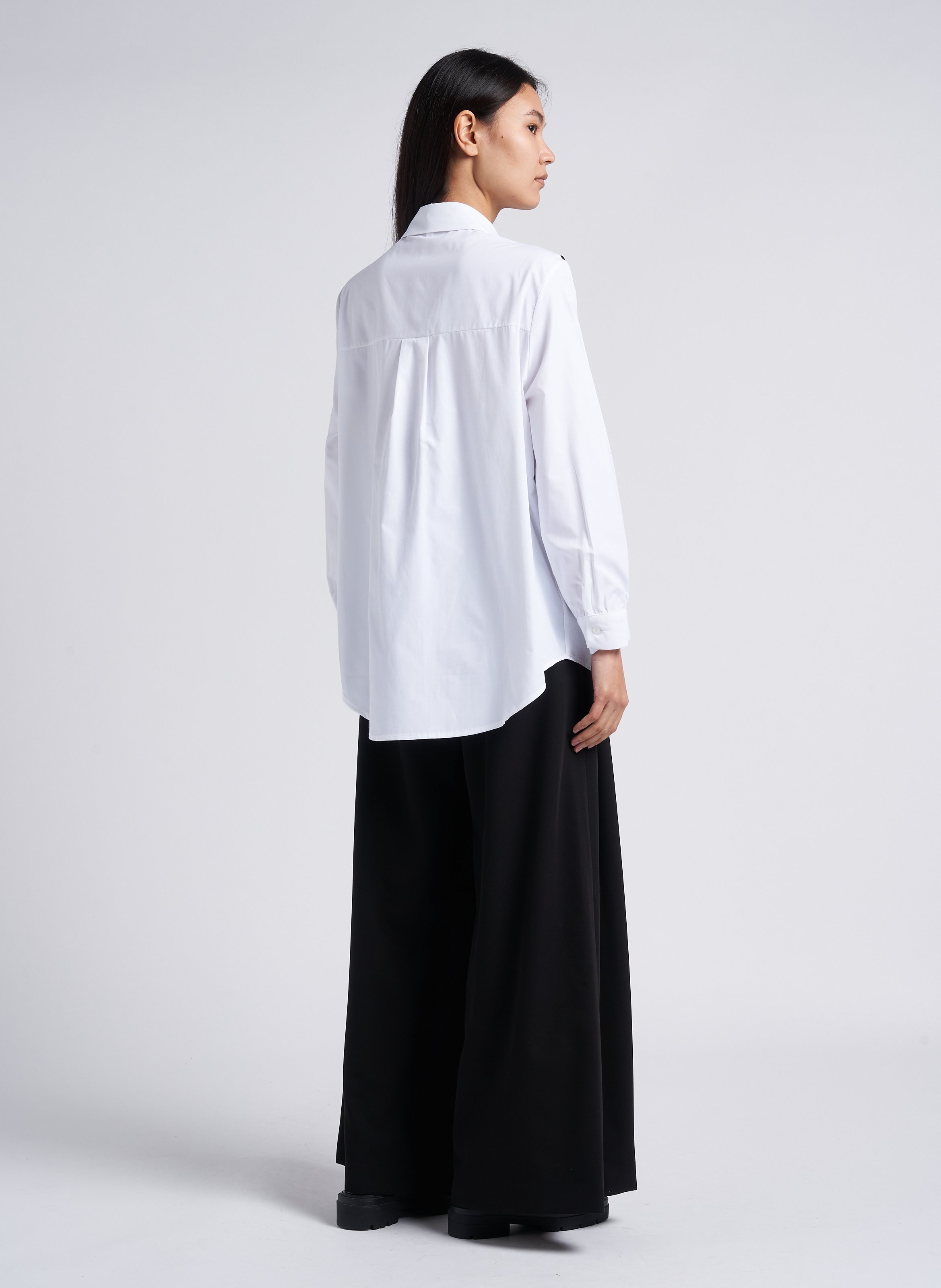 Straight layer-effect shirt with classic collar IMPERIAL White