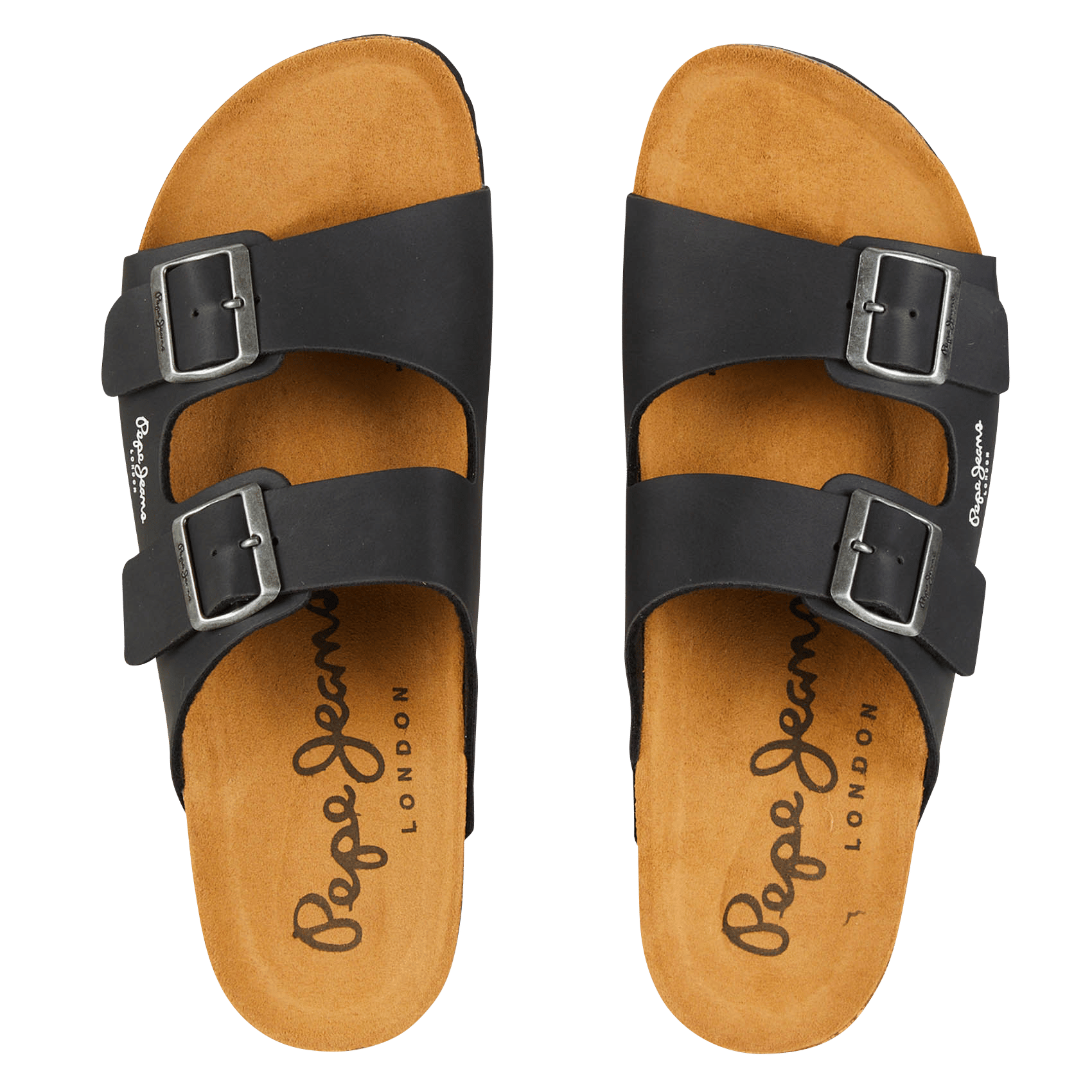 Flat sandals with buckles Black