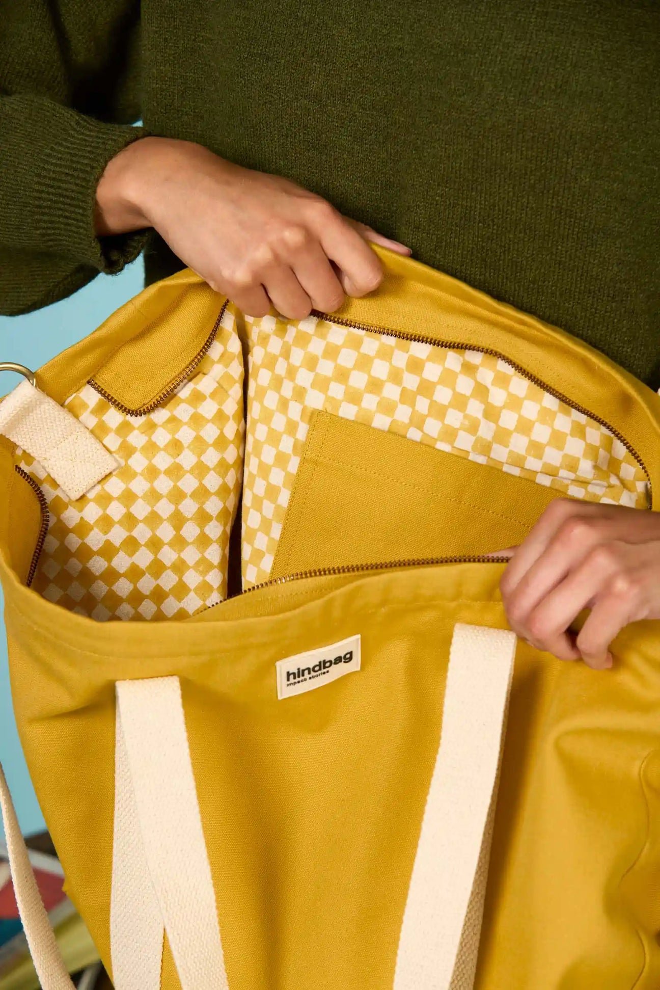 Cotton tote bag HINDBAG Yellow