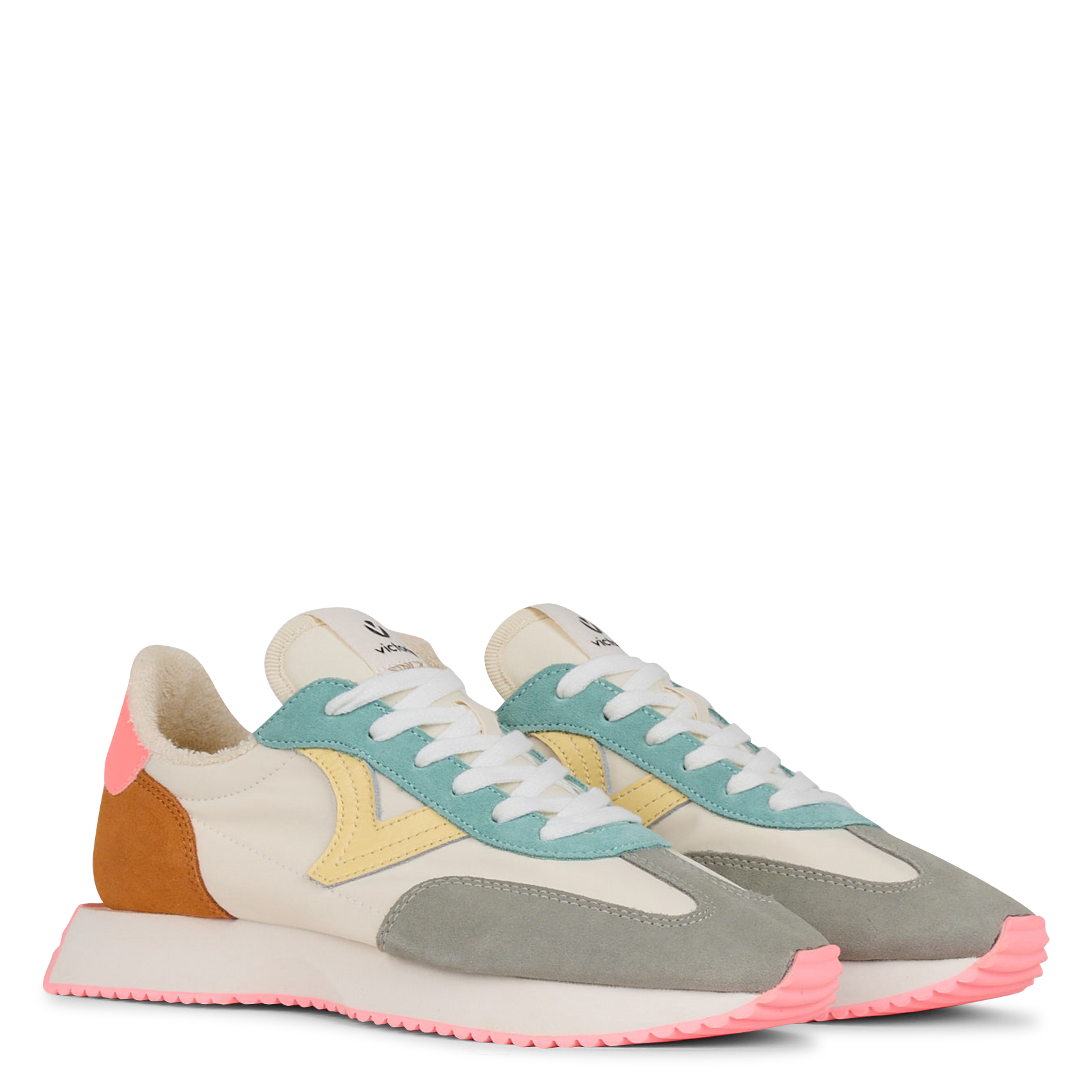 Baskets basse en cuir mélangé VICTORIA Rose