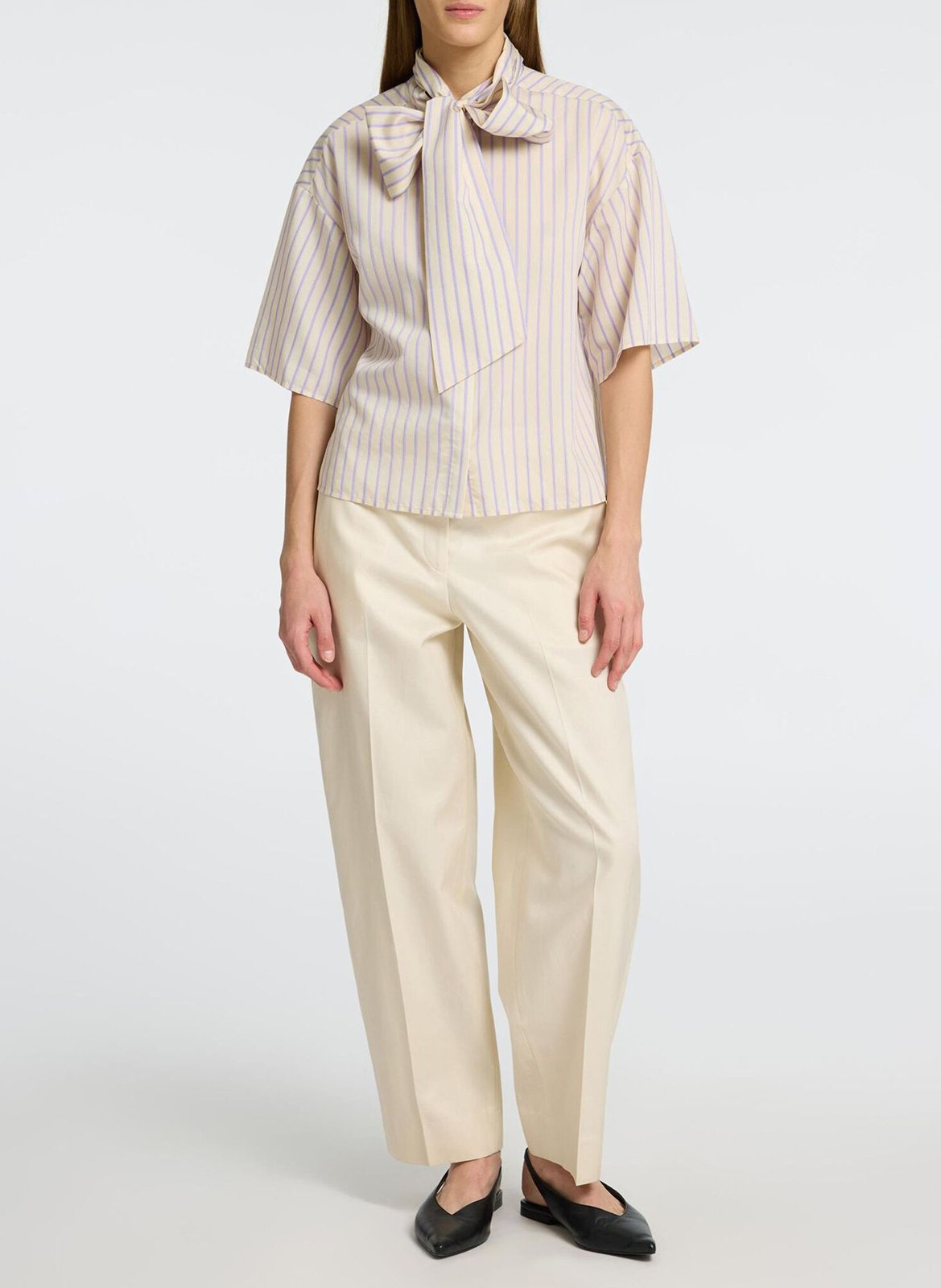 Straight shirt with lavallière collar SELECTED Beige