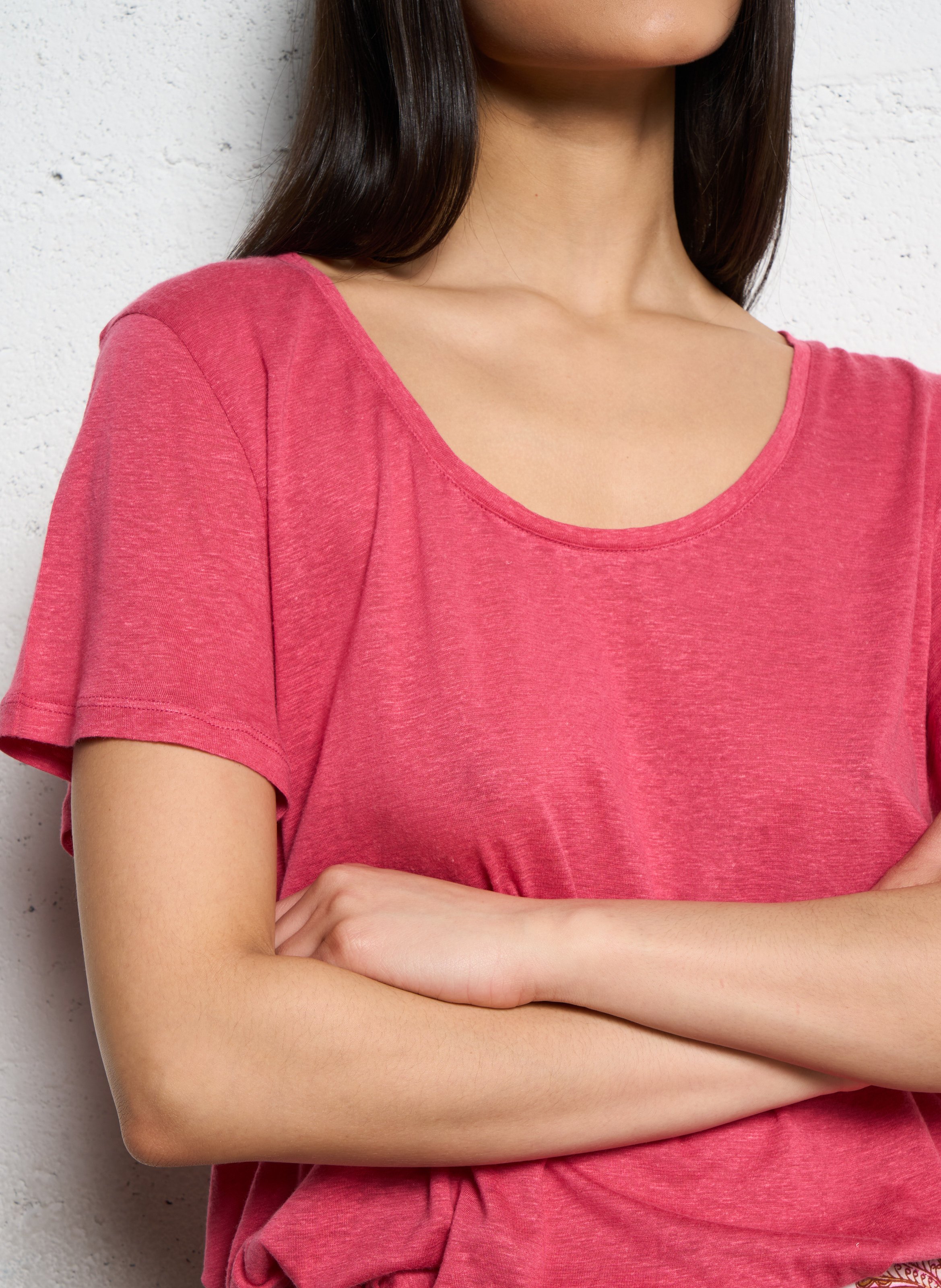 Round-neck linen-blend T-shirt LA PETITE ETOILE Pink