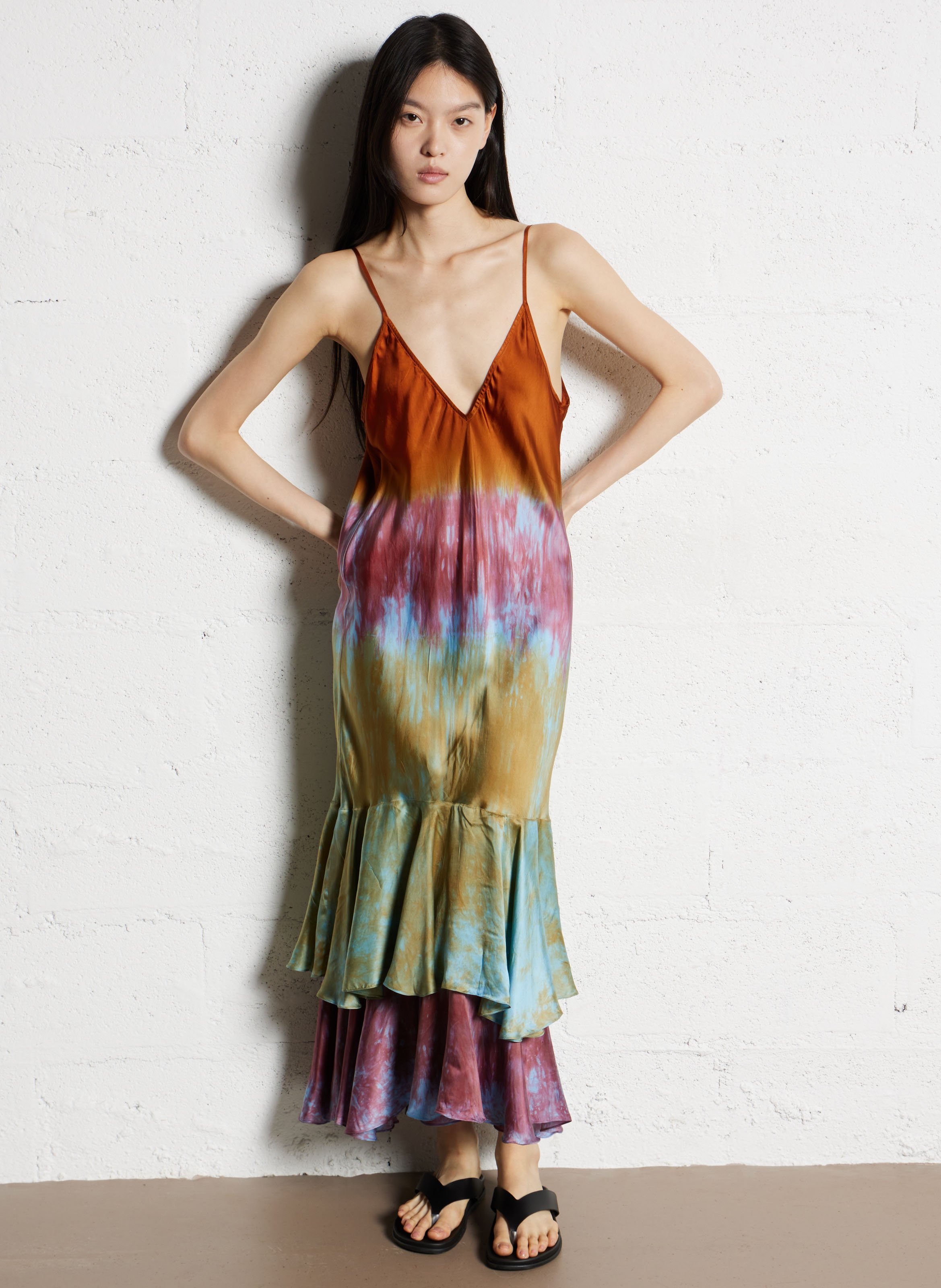Robe midi dégradée à volants MES DEMOISELLES Multicolore