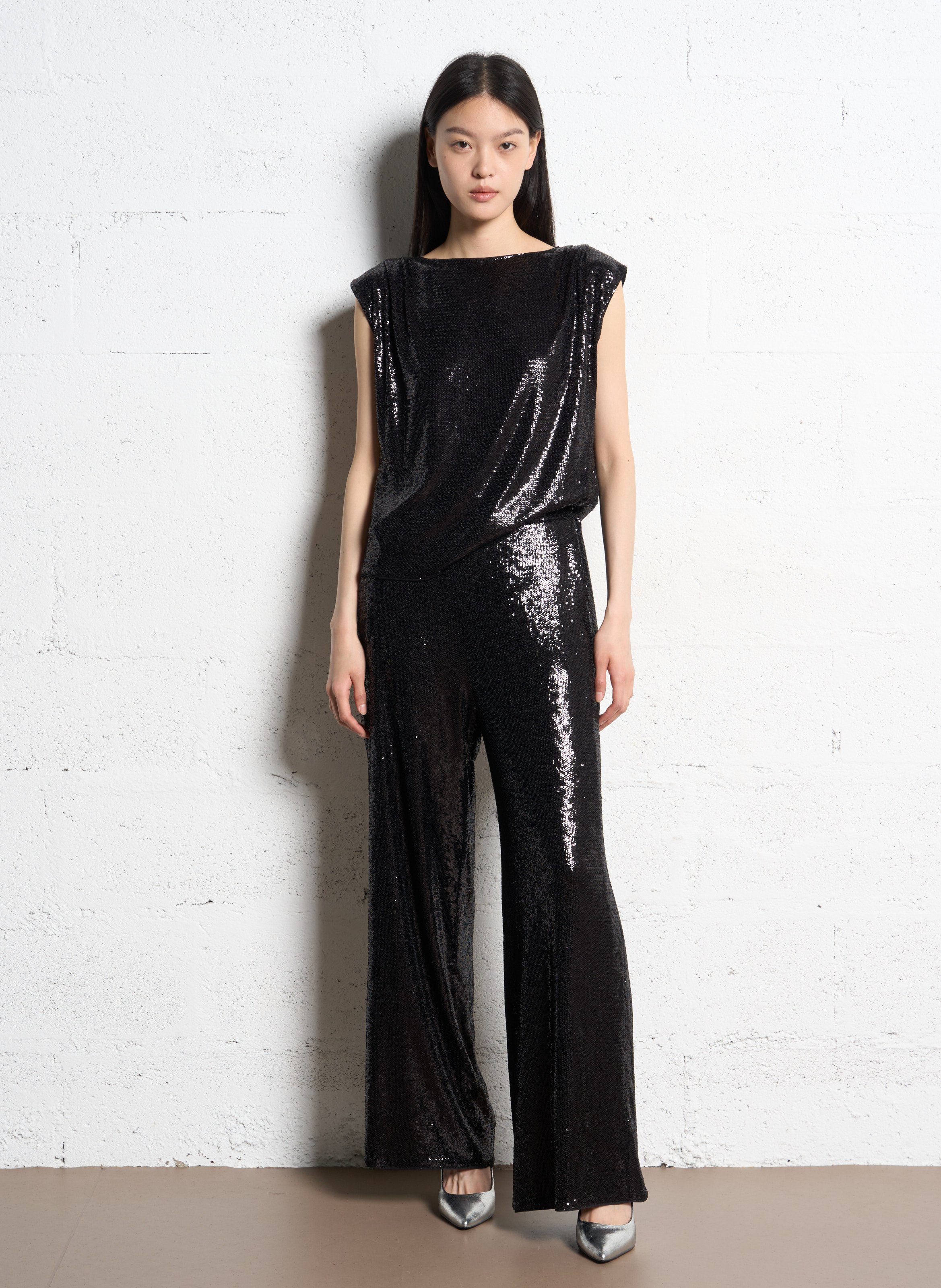 Oversize-Top mit Pailletten SUNCOO Schwarz