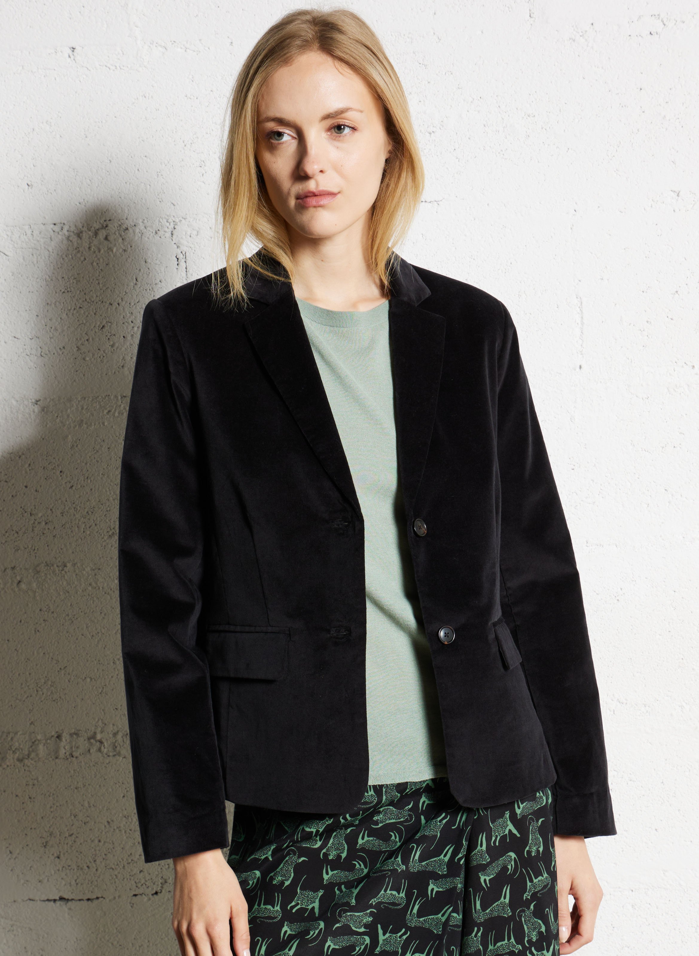 Veste droite en coton mélangé NICE THINGS Noir