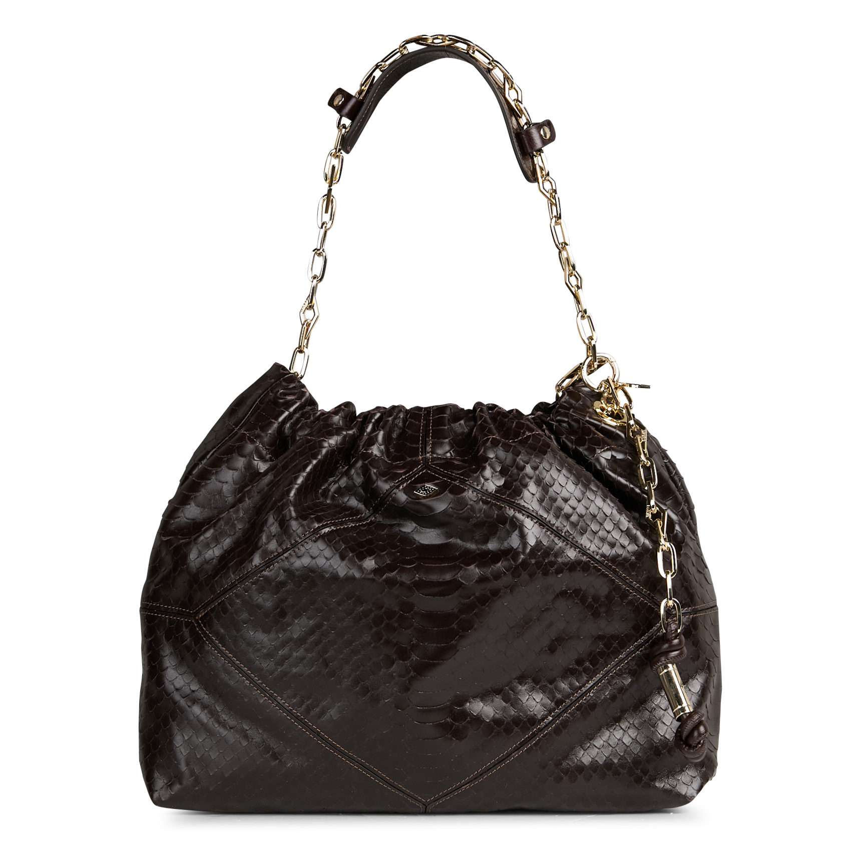 Sac porté épaule en cuir embossé python BA&SH Marron