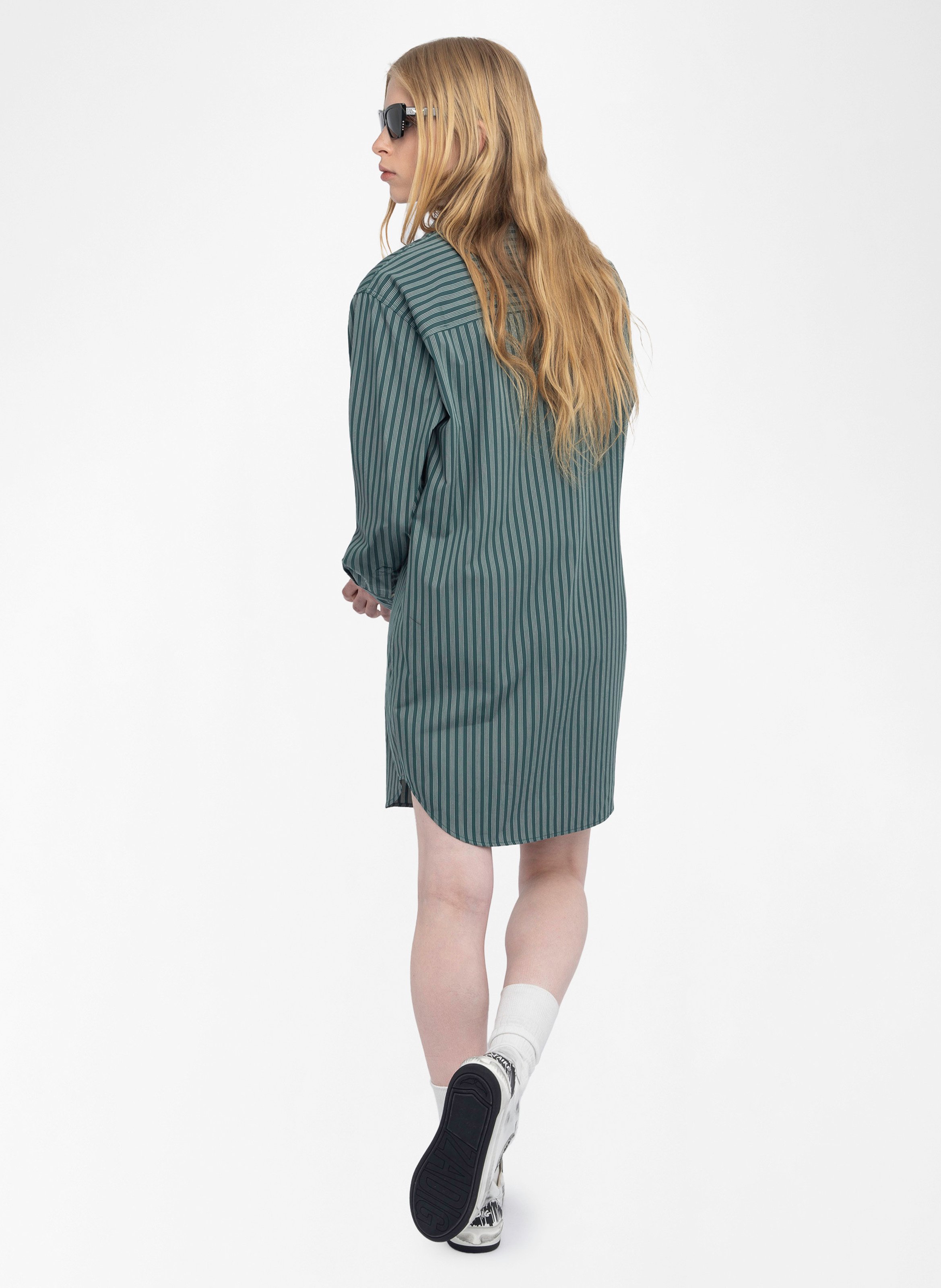 Robe chemise droite en coton rayé ZADIG&VOLTAIRE Vert