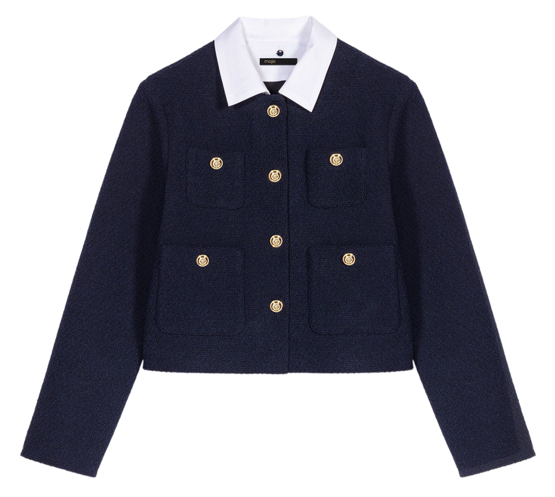 Veste droite en coton mélangé MAJE Bleu