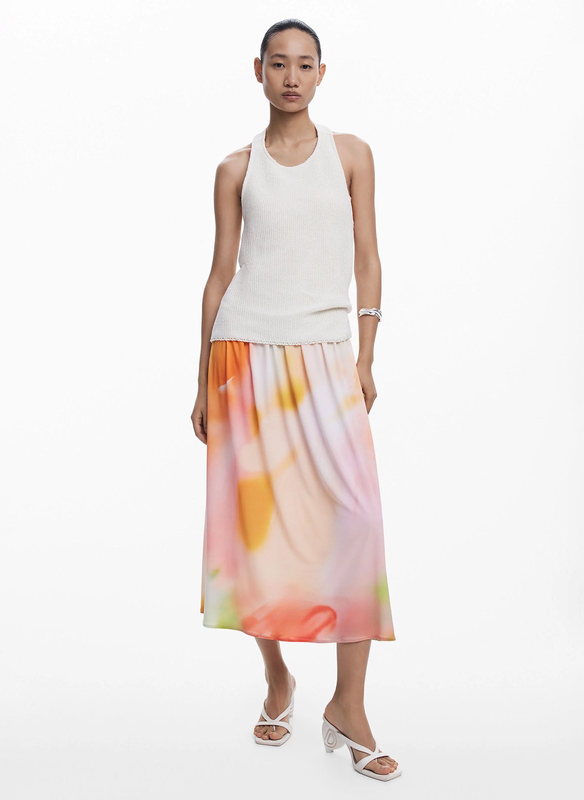 Robe midi bustier 2 en 1 imprimée DESIGUAL Blanc