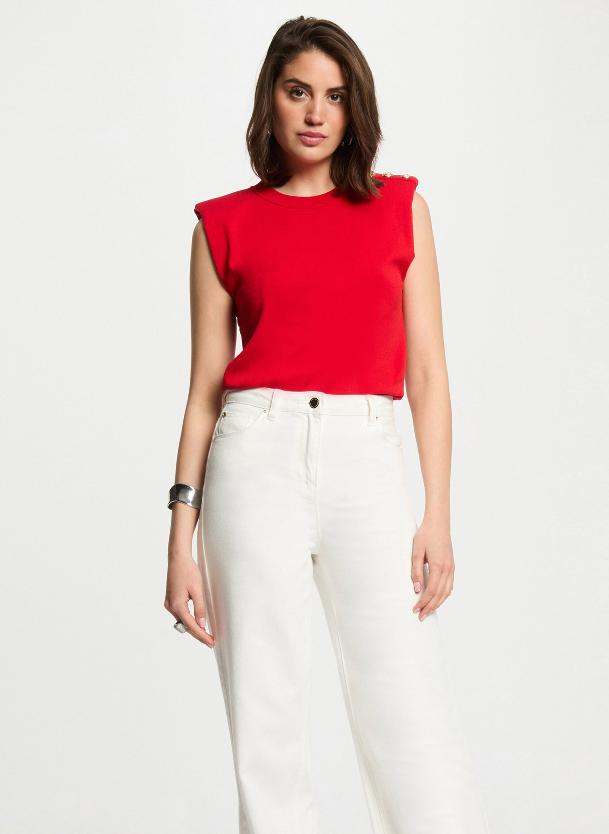 Pull col rond  MORGAN Rouge