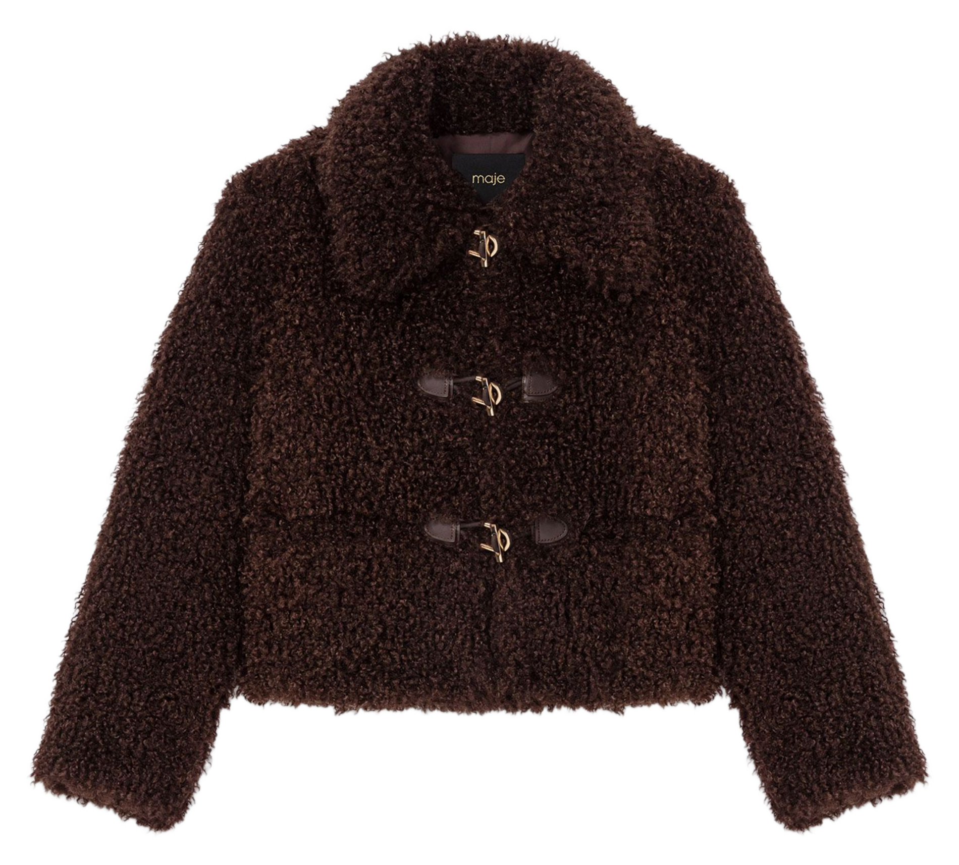 Veste col classique en fausse fourrure MAJE Marron