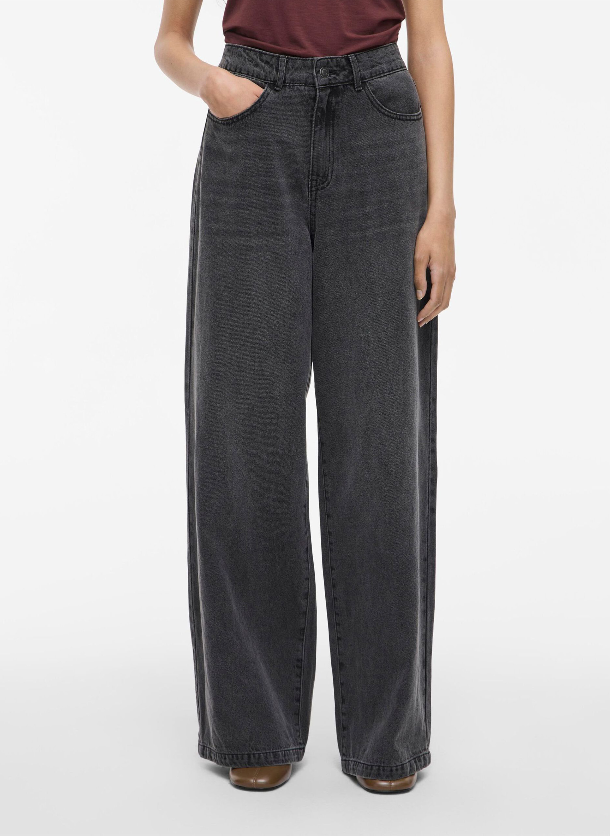 Jean large en coton ROUGE EDIT Gris